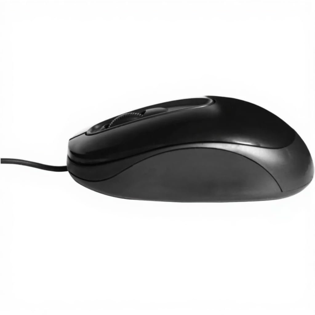 USB Optical Mouse, Black, Wired Computer Mouse with Long Cable, Ergonomic Design for Desktop PC and Laptop - Image 5