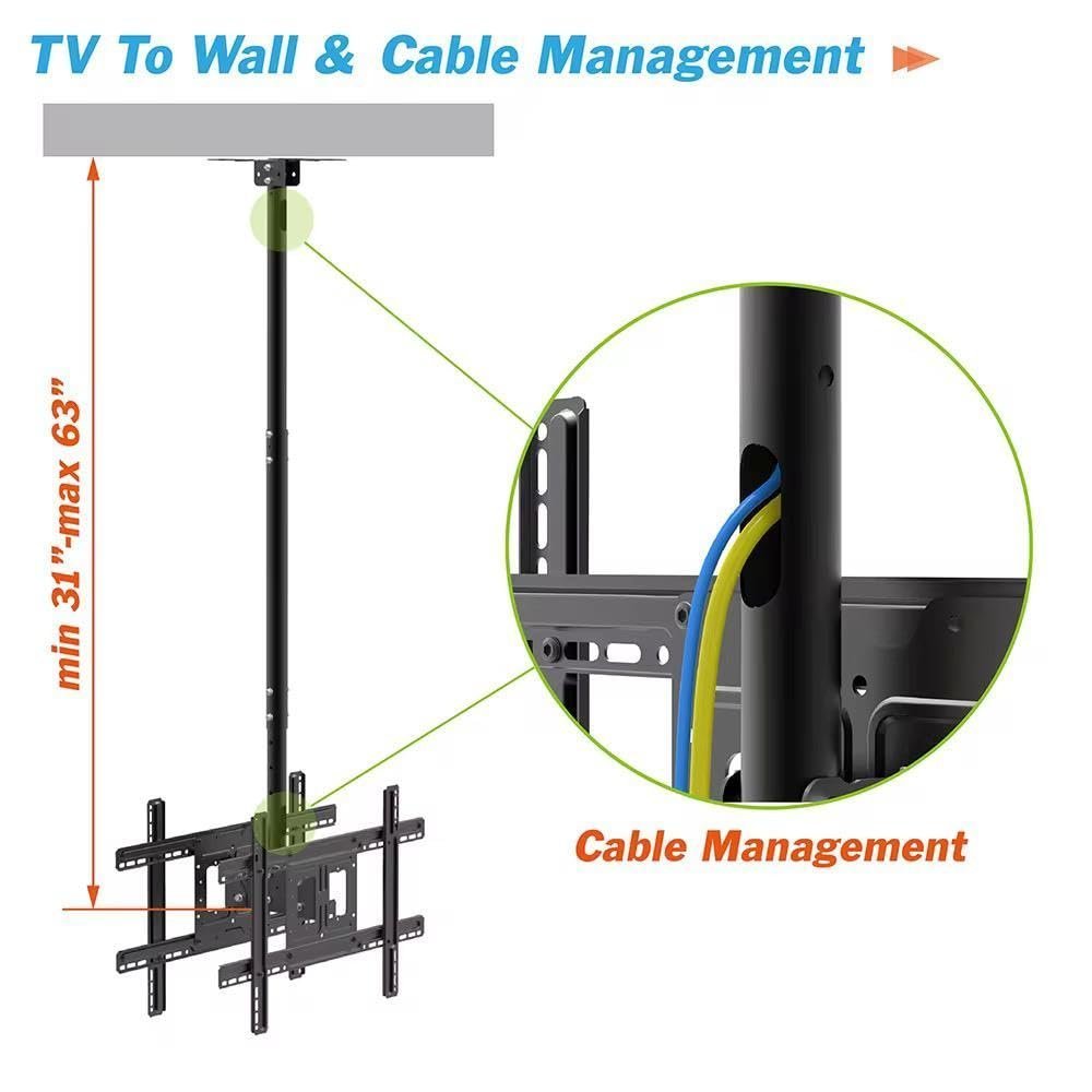 Dual Side Heavy Duty Led TV Ceiling Mount Adjustable Bracket, TV Wall Mount Bracket Fits 32-70 Inch LCD LED 4K TVs, Flat Screen Display, Adjustable Height Telescoping Tilt and Swivel - Image 3