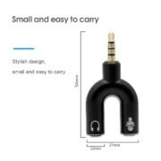 Best 3.5 mm Audio Stereo U Splitter Adapter, 3.5mm Male to 2 Port Female for Earphone, Adapter for Smartphone, Tablets, MP3 Players-(Black)- 2 Pcs