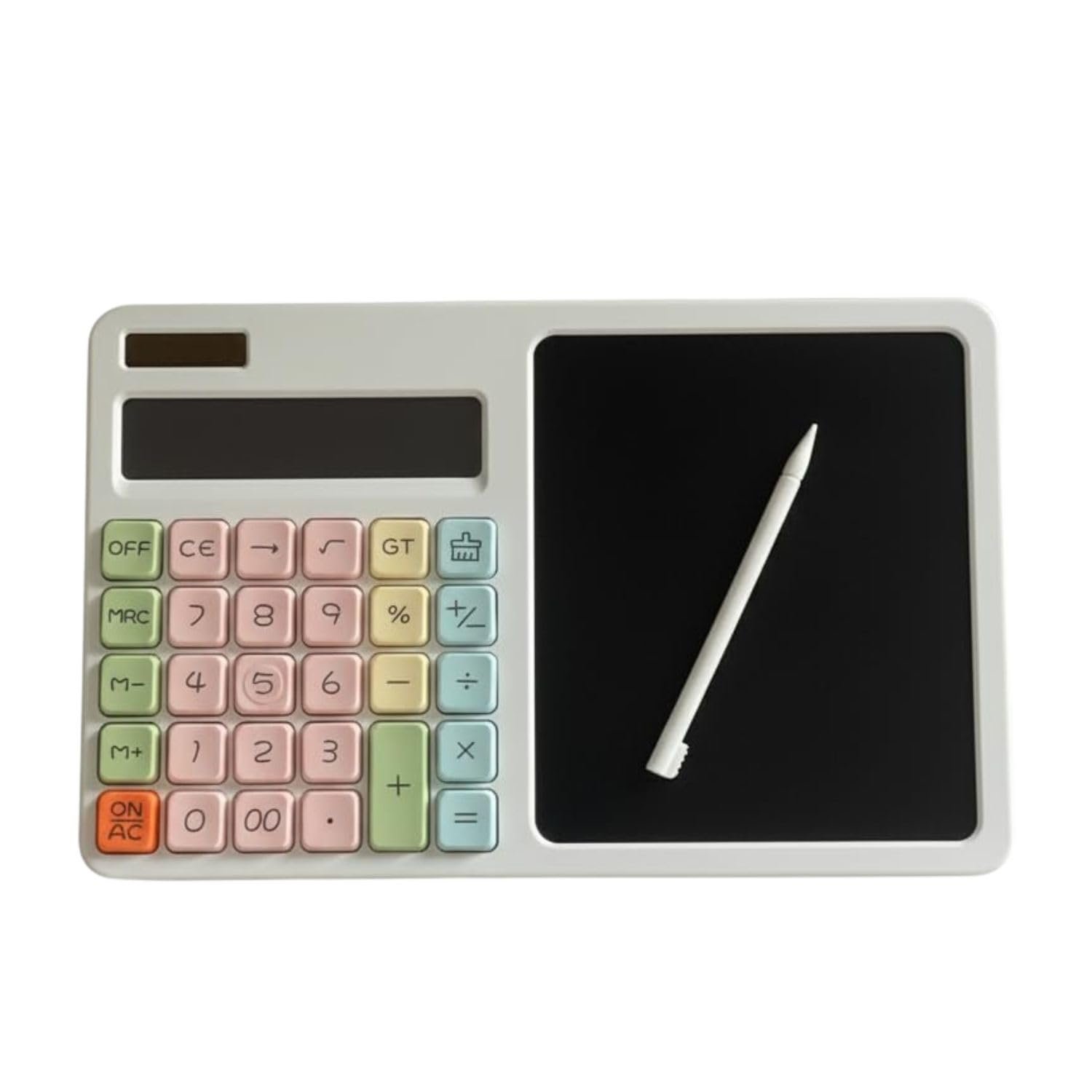 12-Digit Desktop Calculator with LCD Writing Tablet, Professional Dual Power Electronic Calculator with Stylus Pen for Office, School, and Business Accounting White