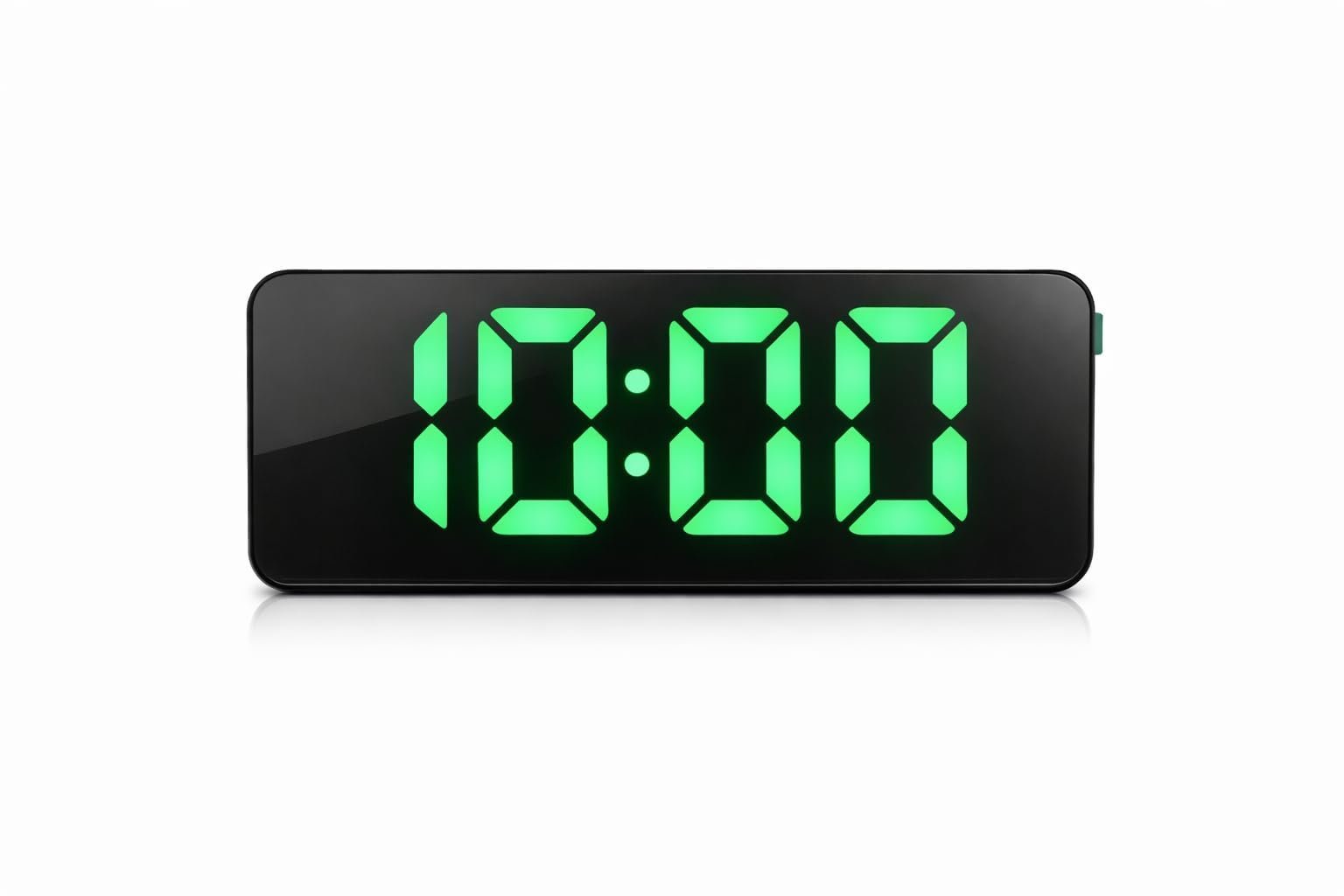 Mirror Surfaced Black LED Alarm Clock with Big Green Digital Numbers, Temperature Display, USB Cable, Snooze Function, Dual Time Format for Home and Office