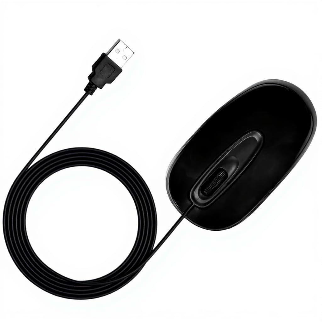 USB Optical Mouse, Black, Wired Computer Mouse with Long Cable, Ergonomic Design for Desktop PC and Laptop - Image 2