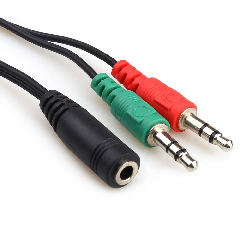 (Exclusively 𝟭𝟬+𝟱 Year Warranty 3.5mm Jack Headphone Mic Audio Y Splitter Cable 1 Male to 2 Female with Separate Headset/Microphone Adapter - (Red-Green, 20 cm) - Image 4