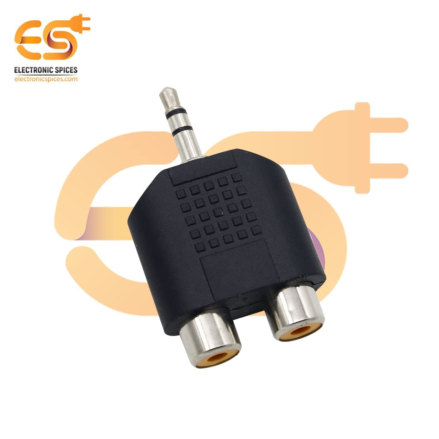 Single 3.5mm male to 2 RCA female dual splitter interface audio connector pack of 1pcs - Image 2