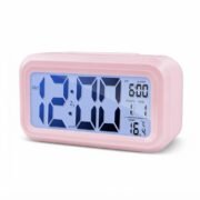 Digital Alarm Clock Desk Clock with Time, Date, Indoor Temperature Display, Smart Night Light LCD for Home, Kids Study, Office, Bedroom - Battery-Operated, Pink - Abs, 5.12 X 1.5 Inch.