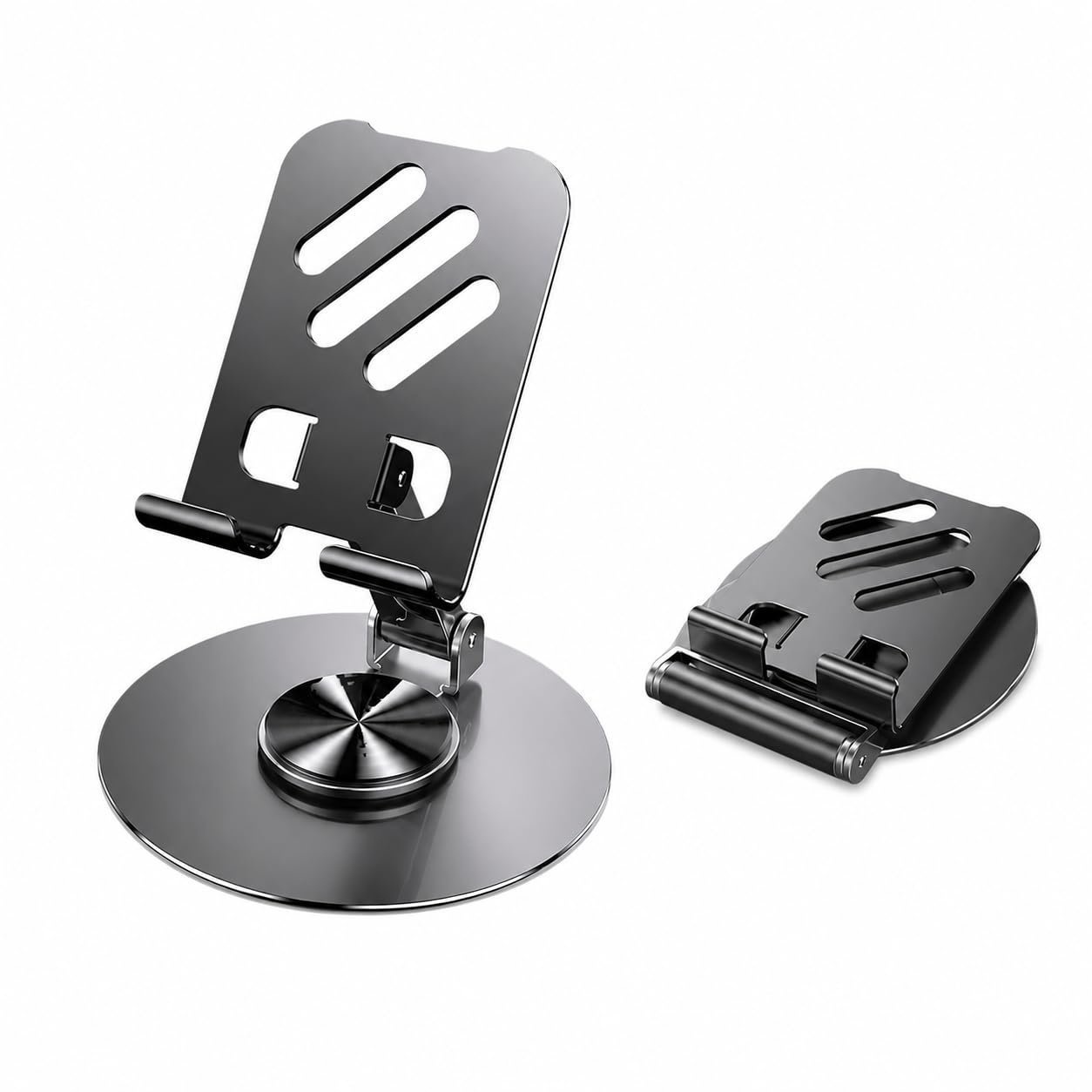 360 Degree Rotating Mobile Stand for Table Adjustable and Foldable Desk Phone Holder with Anti-Slip Base, Universal Phone Stand Compatible with All Smartphones