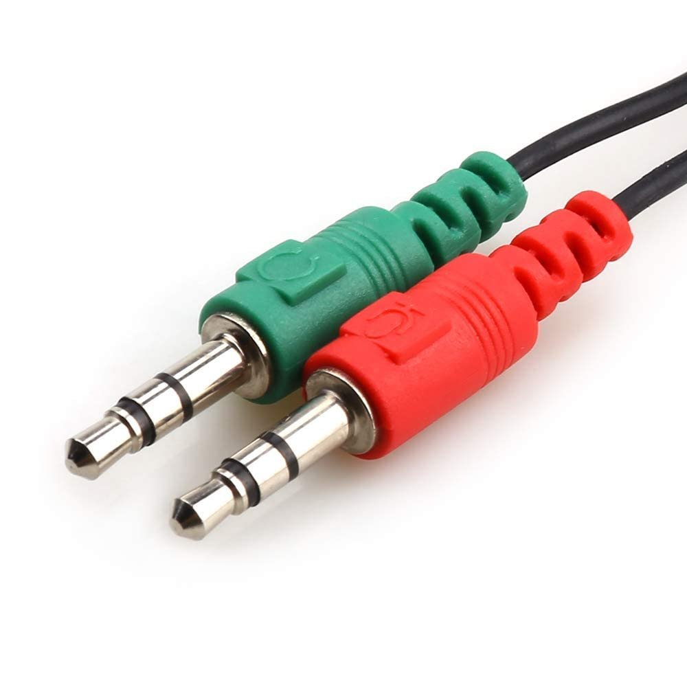 (Exclusively 𝟭𝟬+𝟱 Year Warranty 3.5mm Jack Headphone Mic Audio Y Splitter Cable 1 Male to 2 Female with Separate Headset/Microphone Adapter - (Red-Green, 20 cm) - Image 2