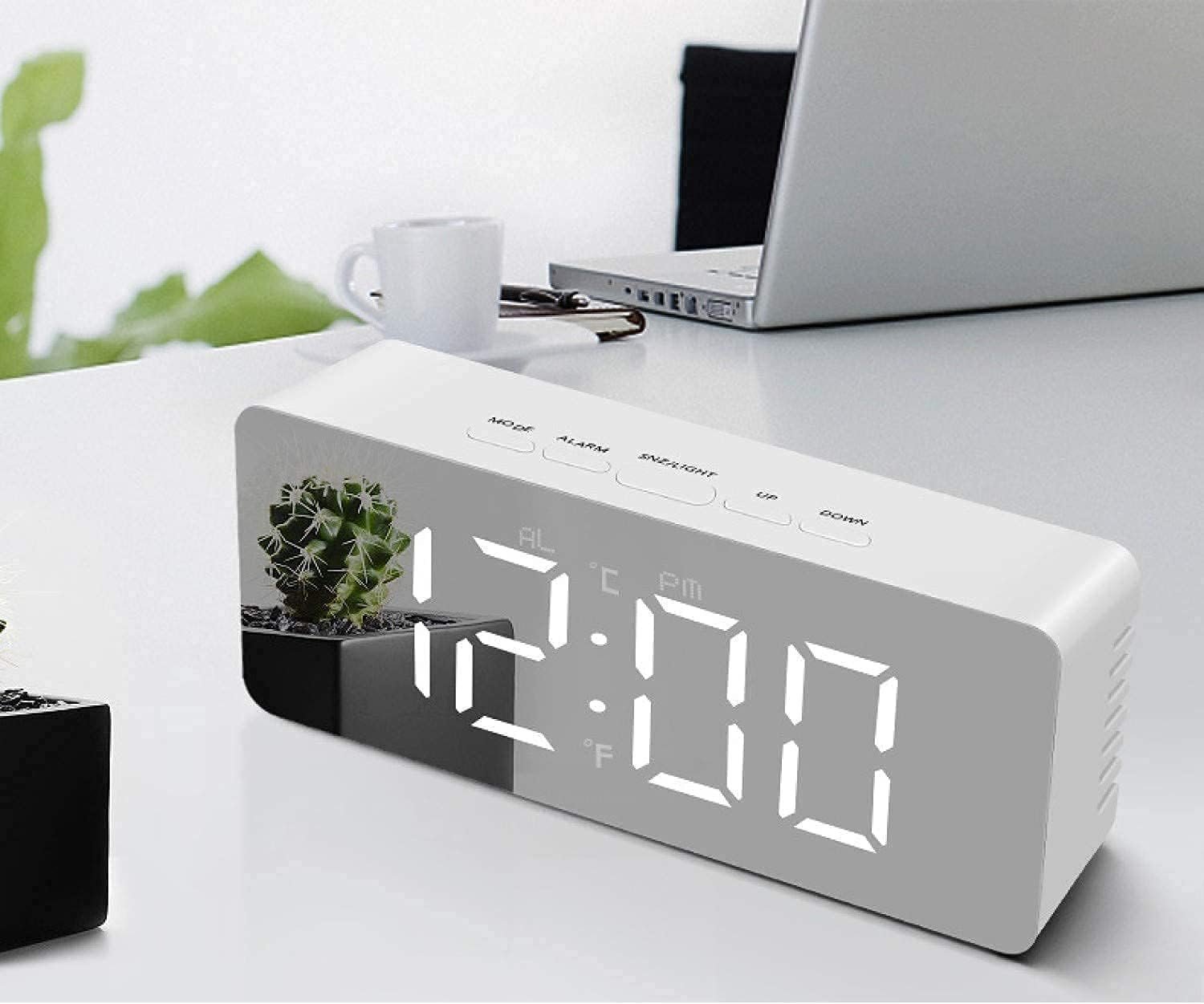 Ugam Store Digital Alarm Clock for Heavy Sleepers, LED Mirror Table Clock for Study Table, Students, Office | Alarm Clock for Bedroom with Loud Sound, Automatic Sensor, Date & Temperature - Image 5