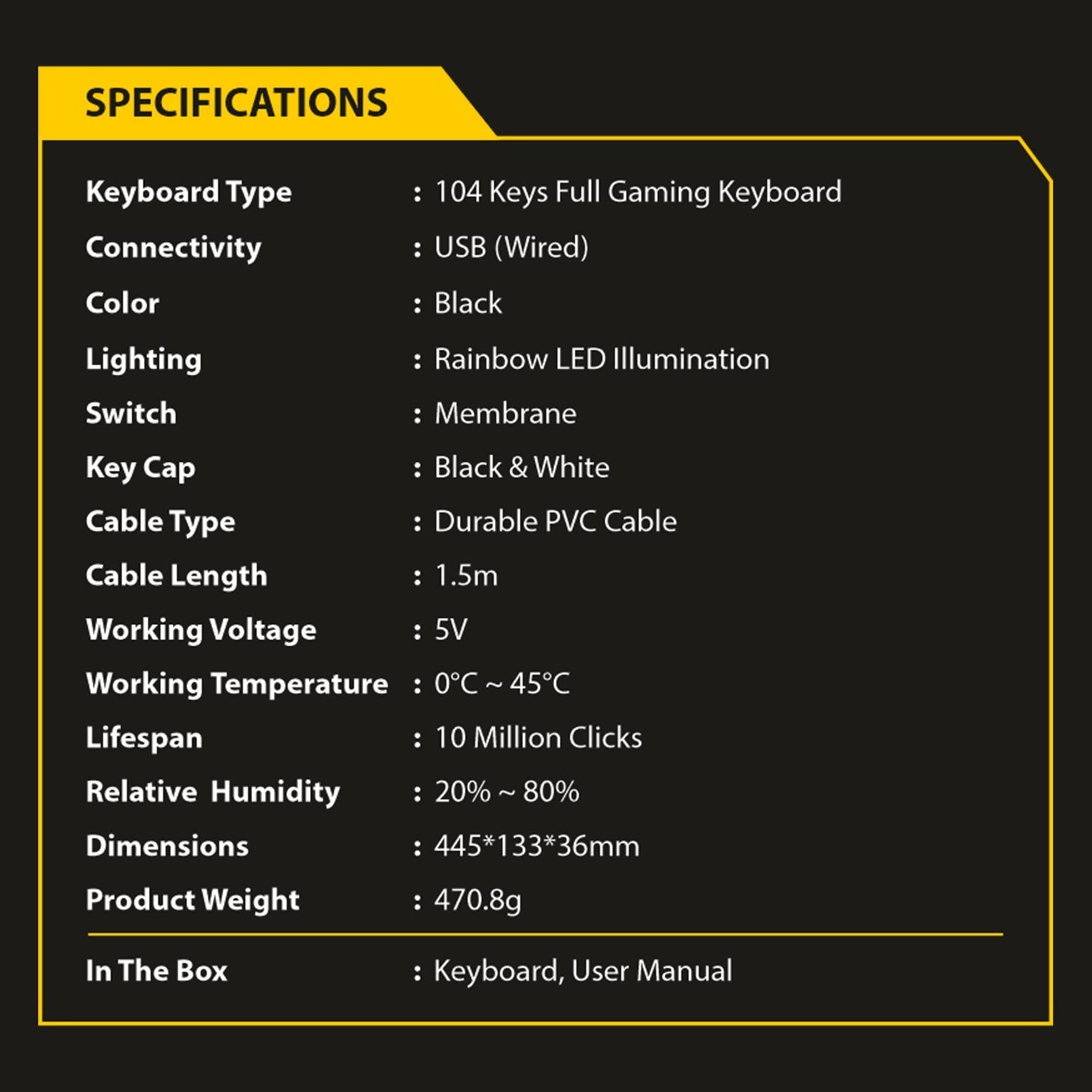 KM1400 Pro Backlit Membrane Gaming Keyboard - Image 8