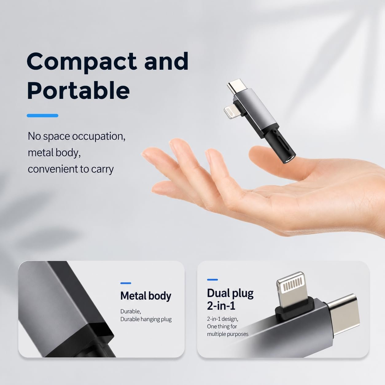 ® 2 in 1 Audio Adapter USB C and Light to 3.5mm Jack Converter - Image 6