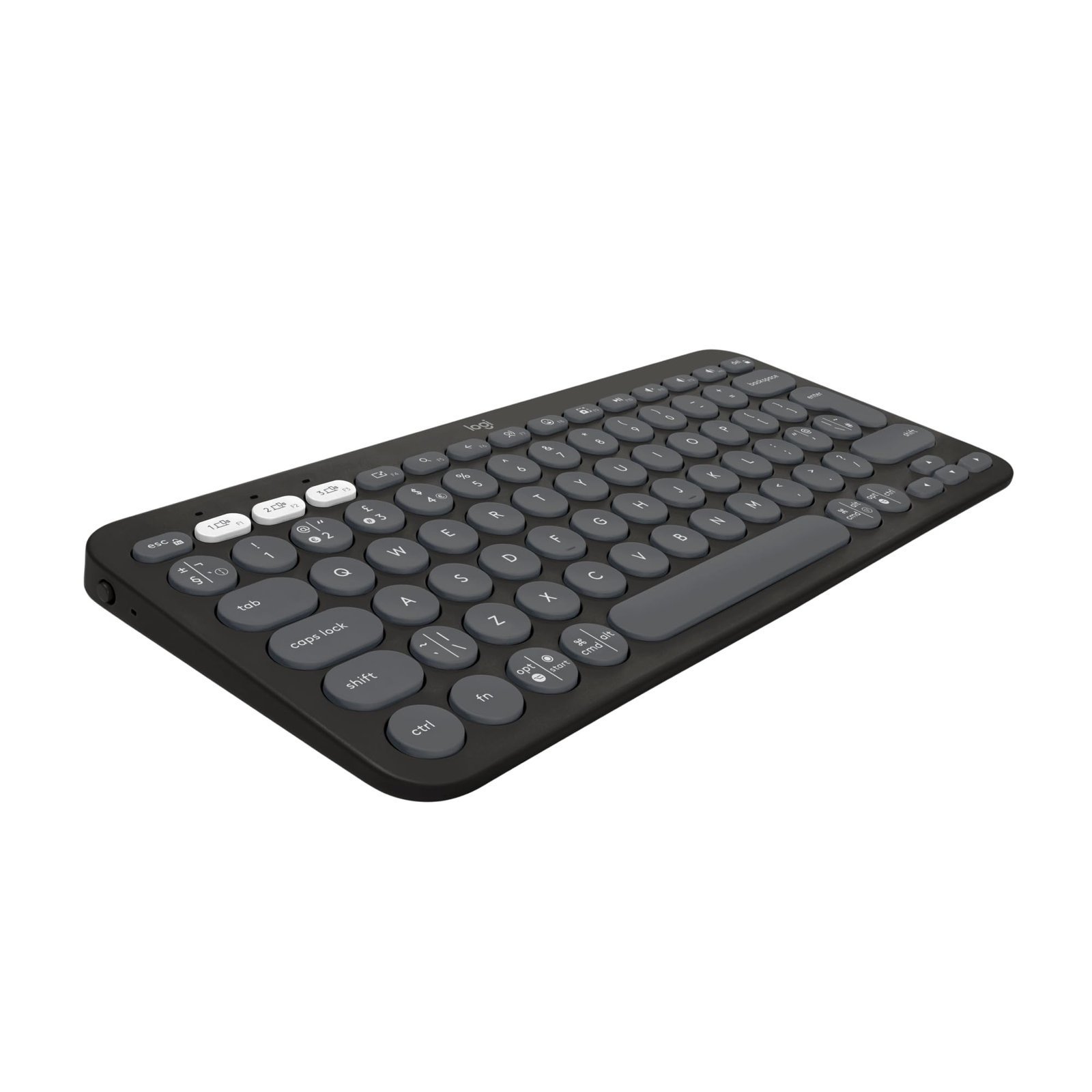 Pebble Keys 2 K380s, Multi-Device Bluetooth Wireless Keyboard with Customisable Shortcuts, Slim and Portable, Easy-Switch for Windows, macOS, iPadOS, Android, Chrome OS - Tonal Graphite