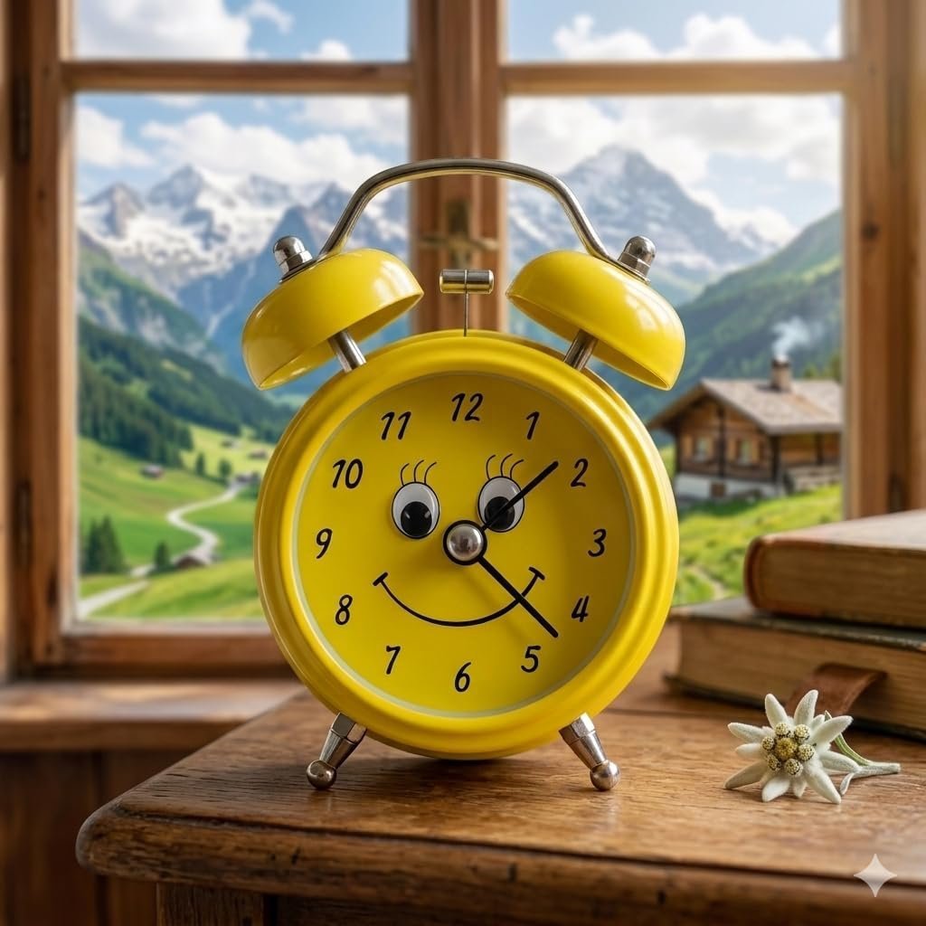 Cute Smiley Face Alarm Clock for Kids & Bedroom | Loud Bell Twin Bell Analog Clock | Non-Ticking Silent Sweep | Battery Operated | Table Desk Clock for Home Decor (Multicolor) (Pink)