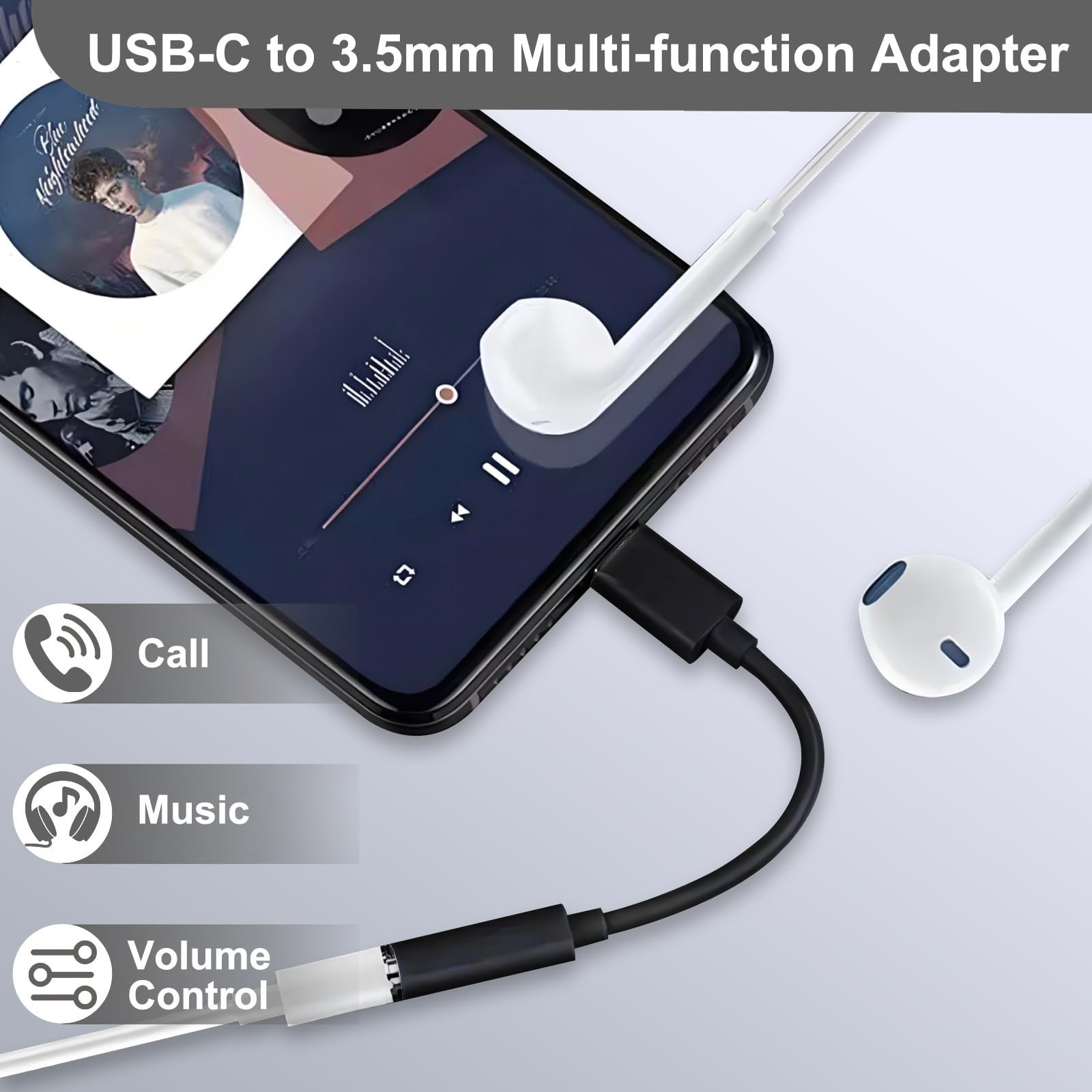 2 Pack USB C to 3.5mm Headphone Jack Adapter, Hi-Fi DAC Audio Converter with Microphone, Compatible with iPhone 15/Pro, Samsung Galaxy, iPad Pro, MacBook, Pixel, Black & White - Image 4