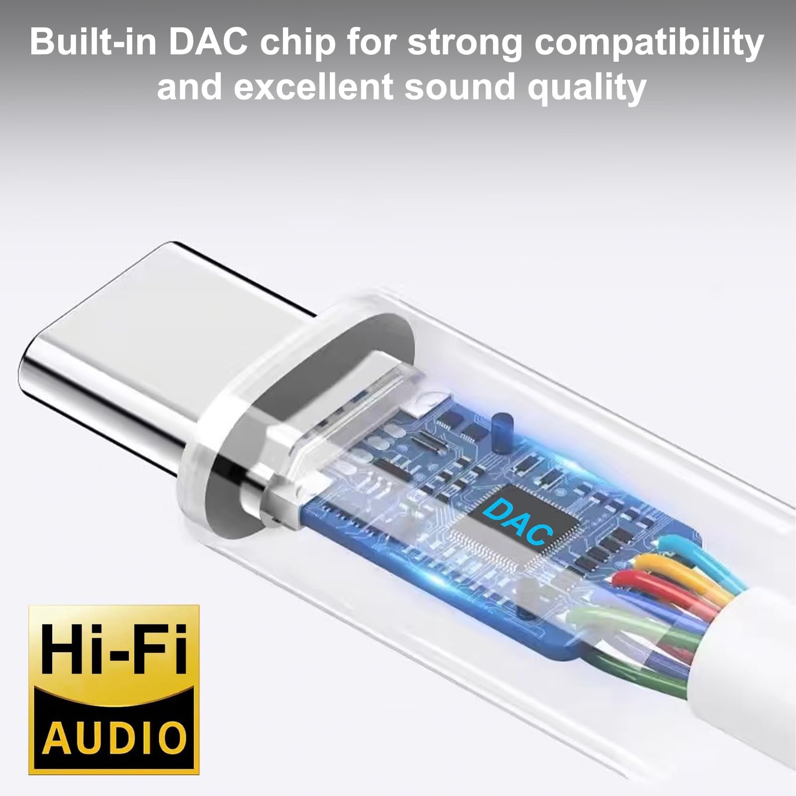2 Pack USB C to 3.5mm Headphone Jack Adapter, Hi-Fi DAC Audio Converter with Microphone, Compatible with iPhone 15/Pro, Samsung Galaxy, iPad Pro, MacBook, Pixel, Black & White - Image 5