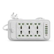 G+ ConnectX 8-in-1 Powerstrip 2500W with 6 Universal Sockets, 4 USB Ports + 2 Type-C, 2M Heavy Cable, Master Switch, Safely Power Phones, Laptops, and Other Appliances