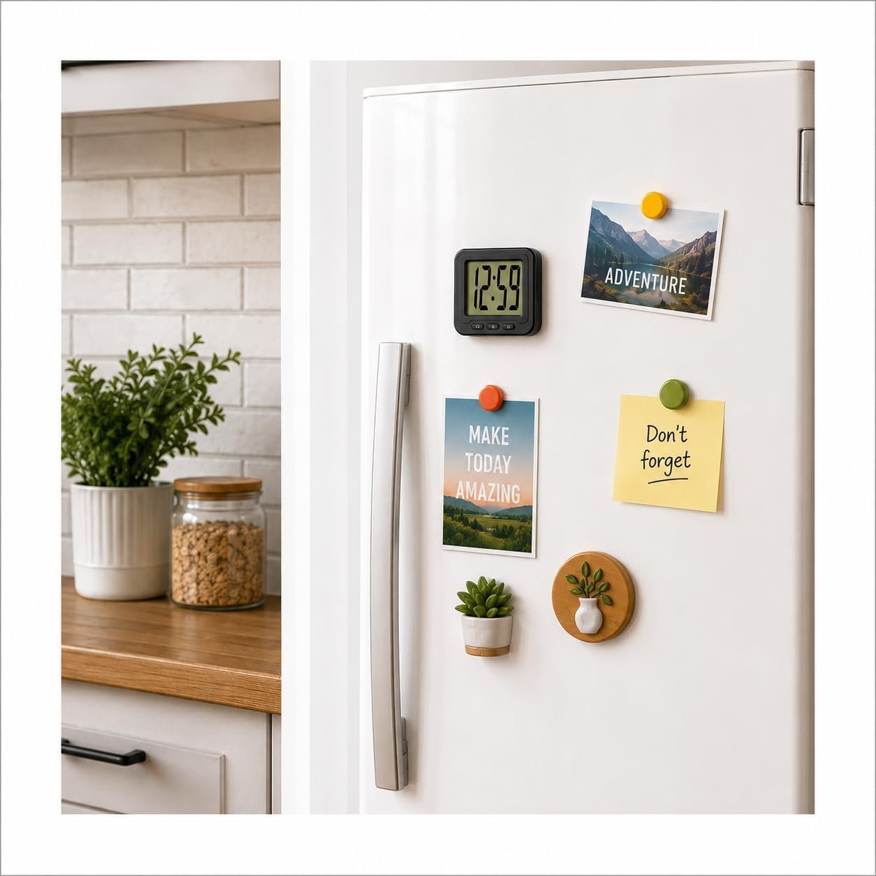 Mini Square Digital Clock with Magnetic Back for Fridge Door Kitchen & Study Table Aesthetic Digital Clock. - Image 8