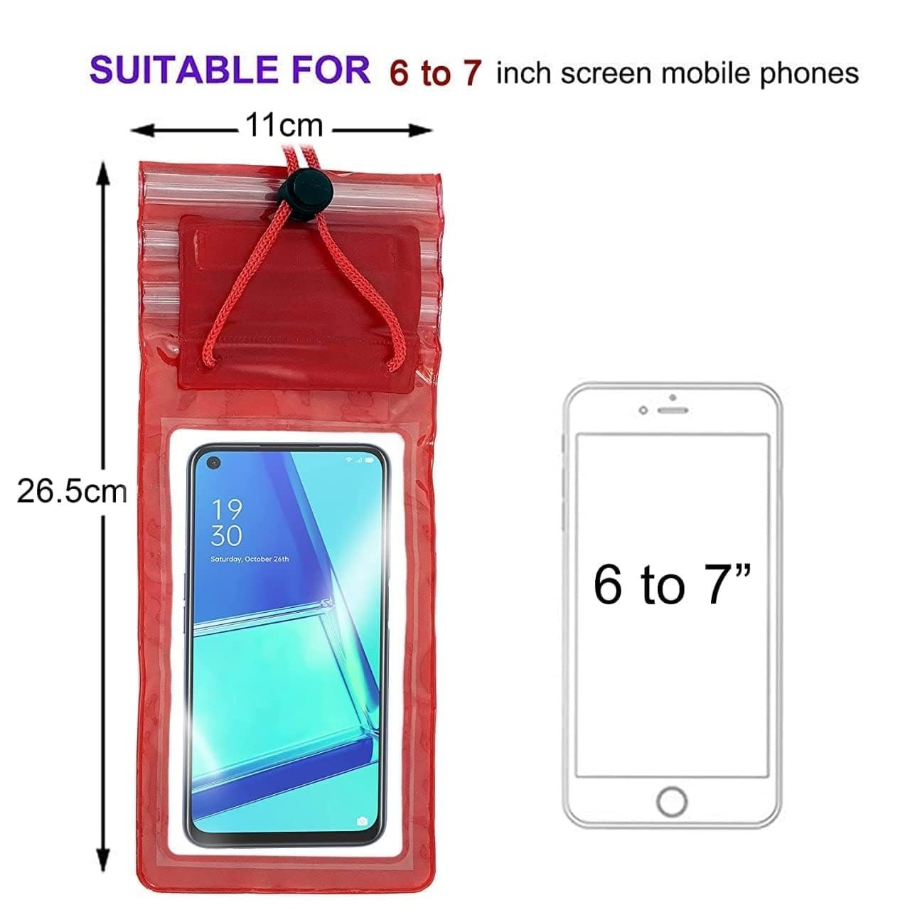 Pack of 1 Waterproof Clip Lock Design Mobile Pouch with Hanging Strap Rain Pouch Suitable for Smartphones Size Upto 6.5 Inches for Women and Men Rain Cover Multicolor (1) - Image 5