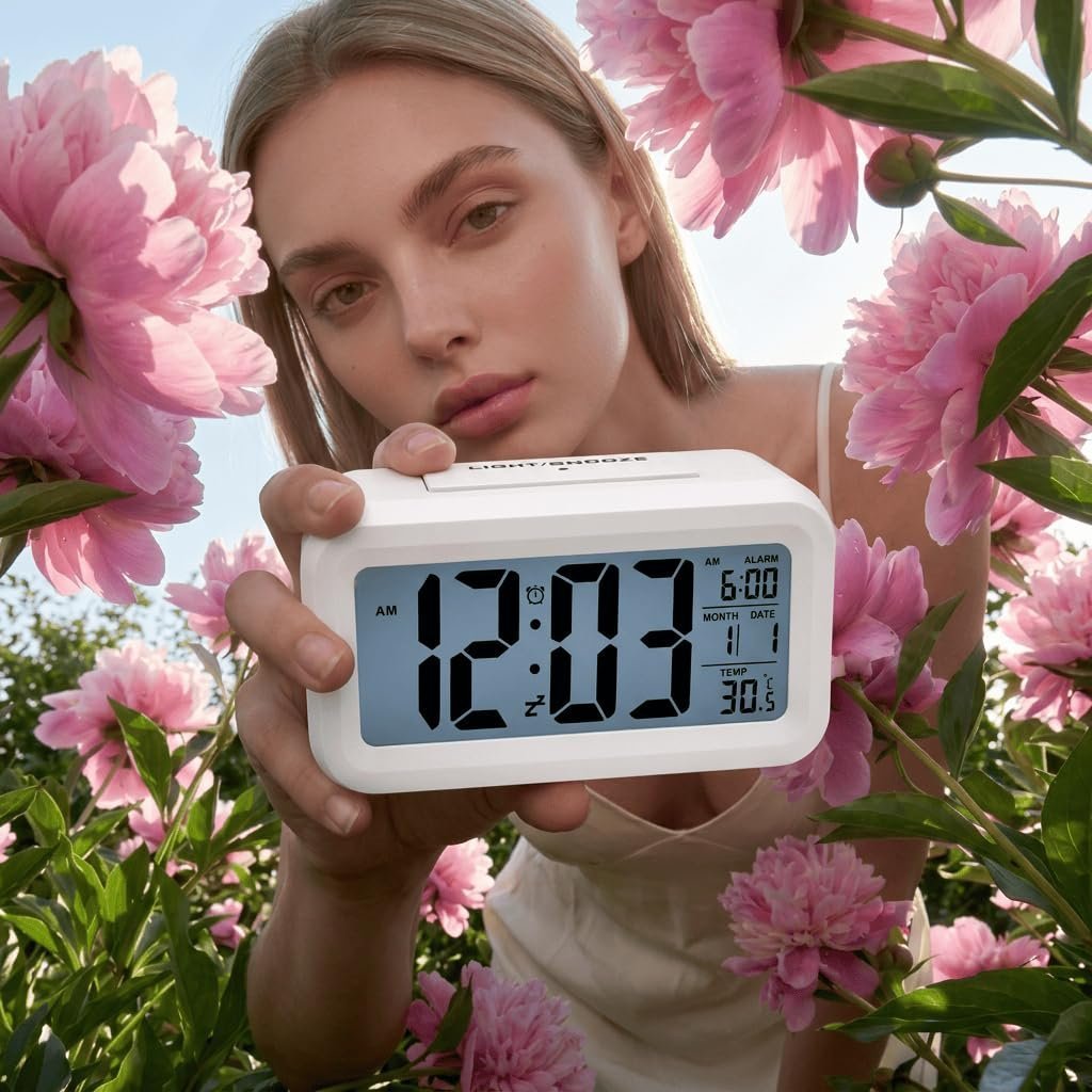 Digital Alarm Clock with Large LCD Display, Blue Backlight, Snooze, - Image 5