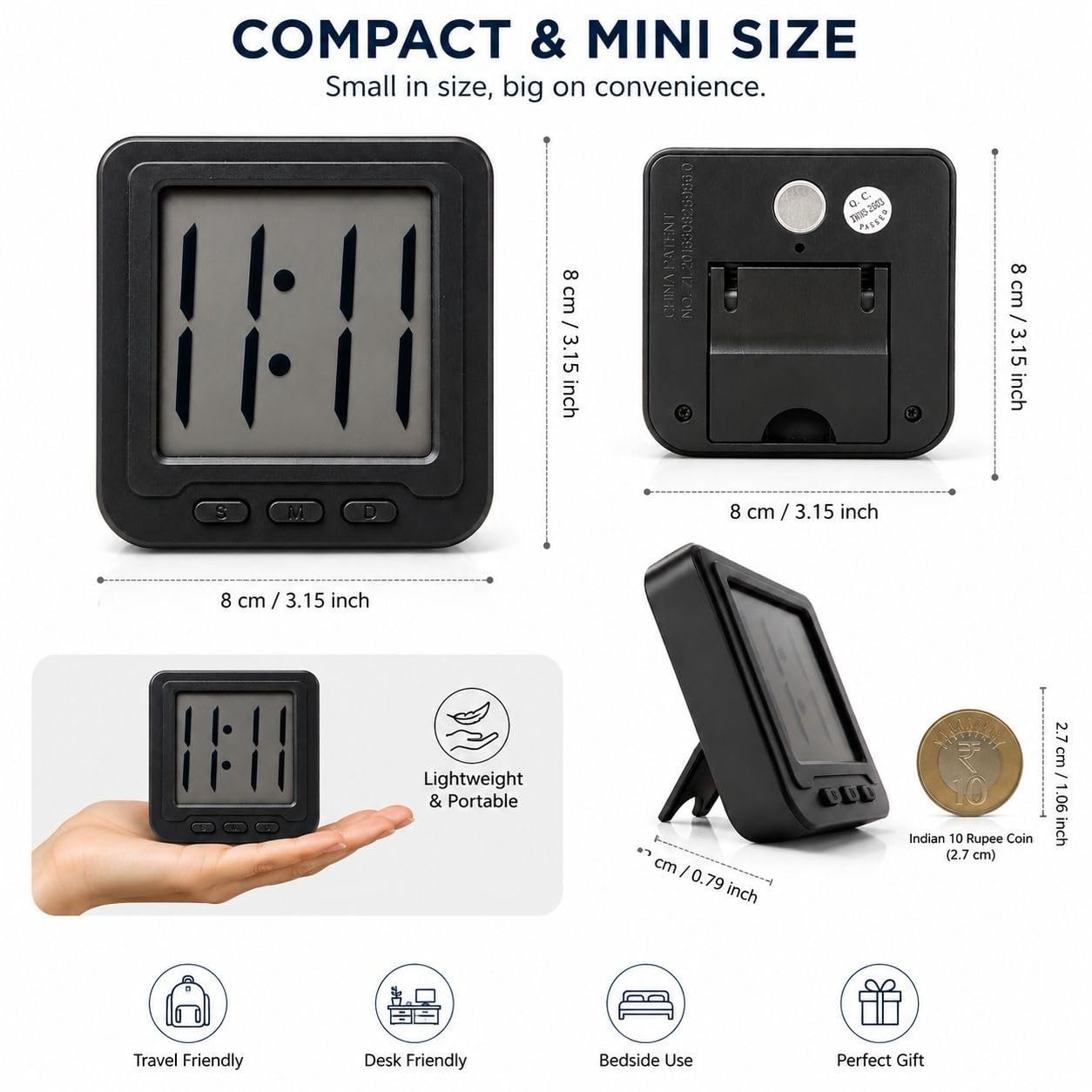 Digital mini Clock for Multipurpose use Portable Compact Smart Magnetic Mini Digital Clock for Kitchen,Study Table,Office. - Image 3