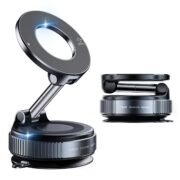 SUCGLES Vacuum Magnetic Phone Holder for Car, 360° Adjustable Foldable Mobile Holder with Ultra Strong Suction & Powerful Magnetic Grip, Dashboard, Windshield & Desk Mount for All Smartphones