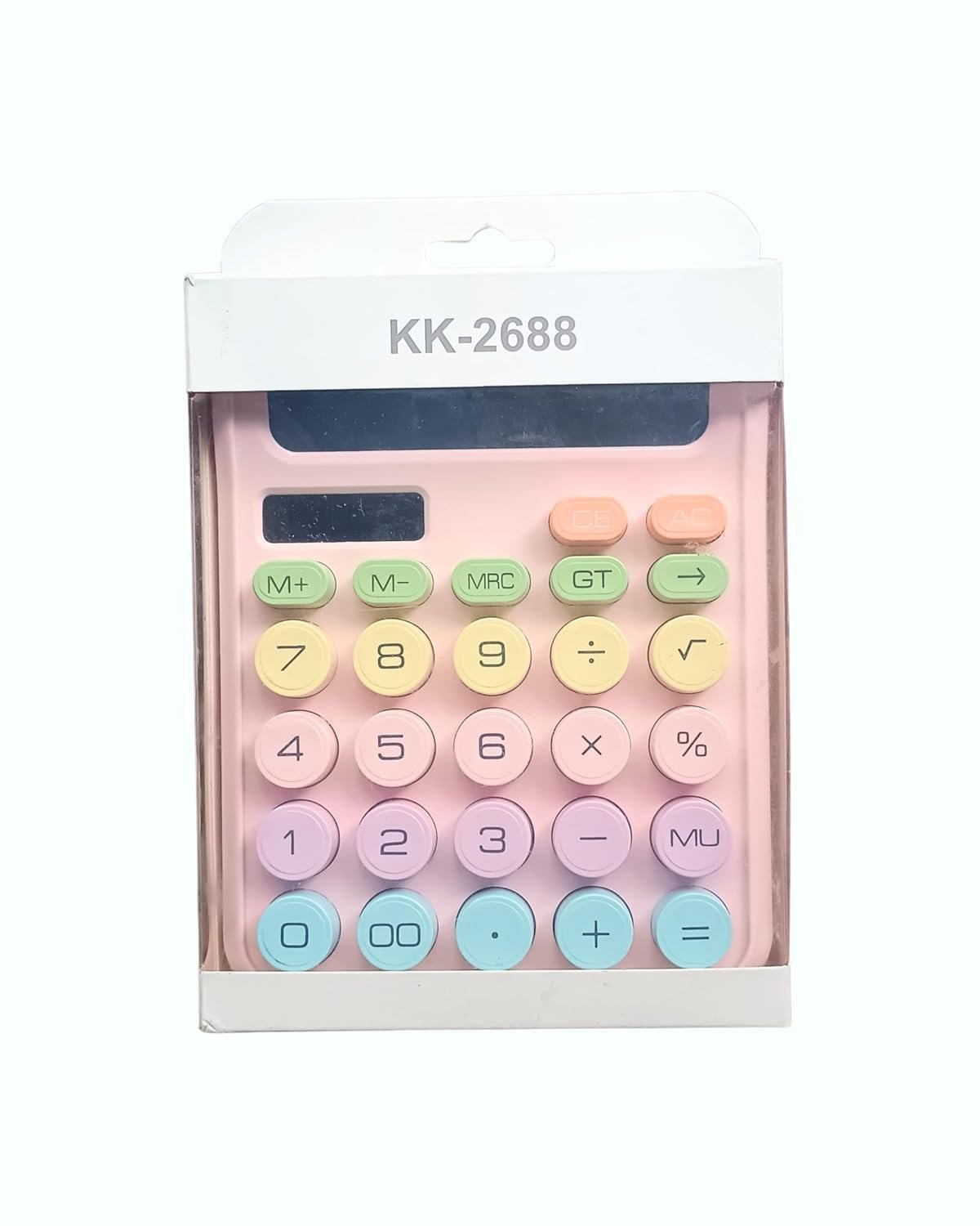 KK-2688 Cute Pastel Desktop Calculator, Pink Body with Multicolor Buttons, for School, Office, and Home - Image 2
