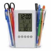 Digital Desk Organiser with LCD Clock, Calendar, Alarm, Silver