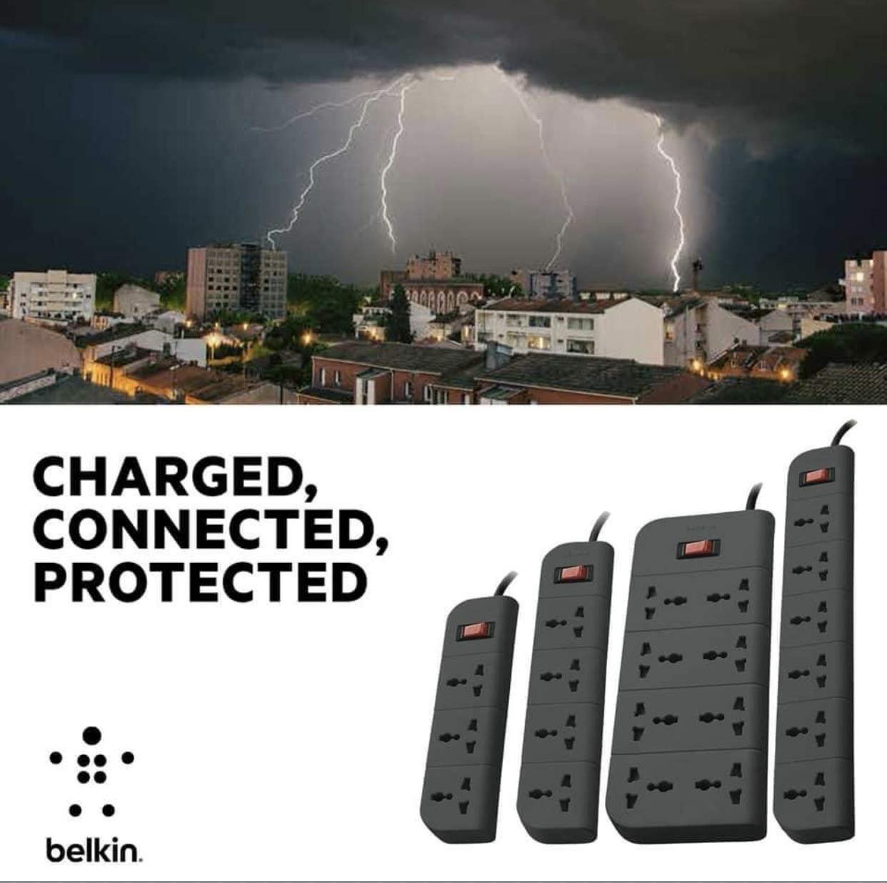 8-Socket Extension Board with Surge Protector Universal Socket with 6.5Ft (2-Meter) Heavy Duty Cable Overload Protection, Comes with 5 Years Manufacturer Warranty, Grey Color, 220 Volts - Image 4
