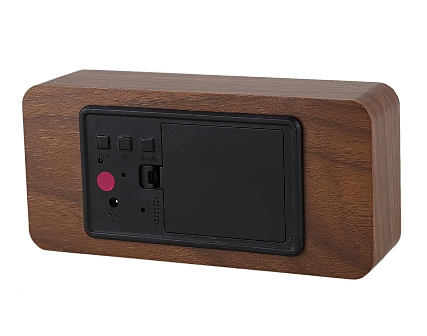 Wooden Digital Alarm Clock with Electronic Led Time Display,Humidity&Temperature Detect for Bedroom,Bedside(Brown, Rectangular)-10 Cm - Image 2