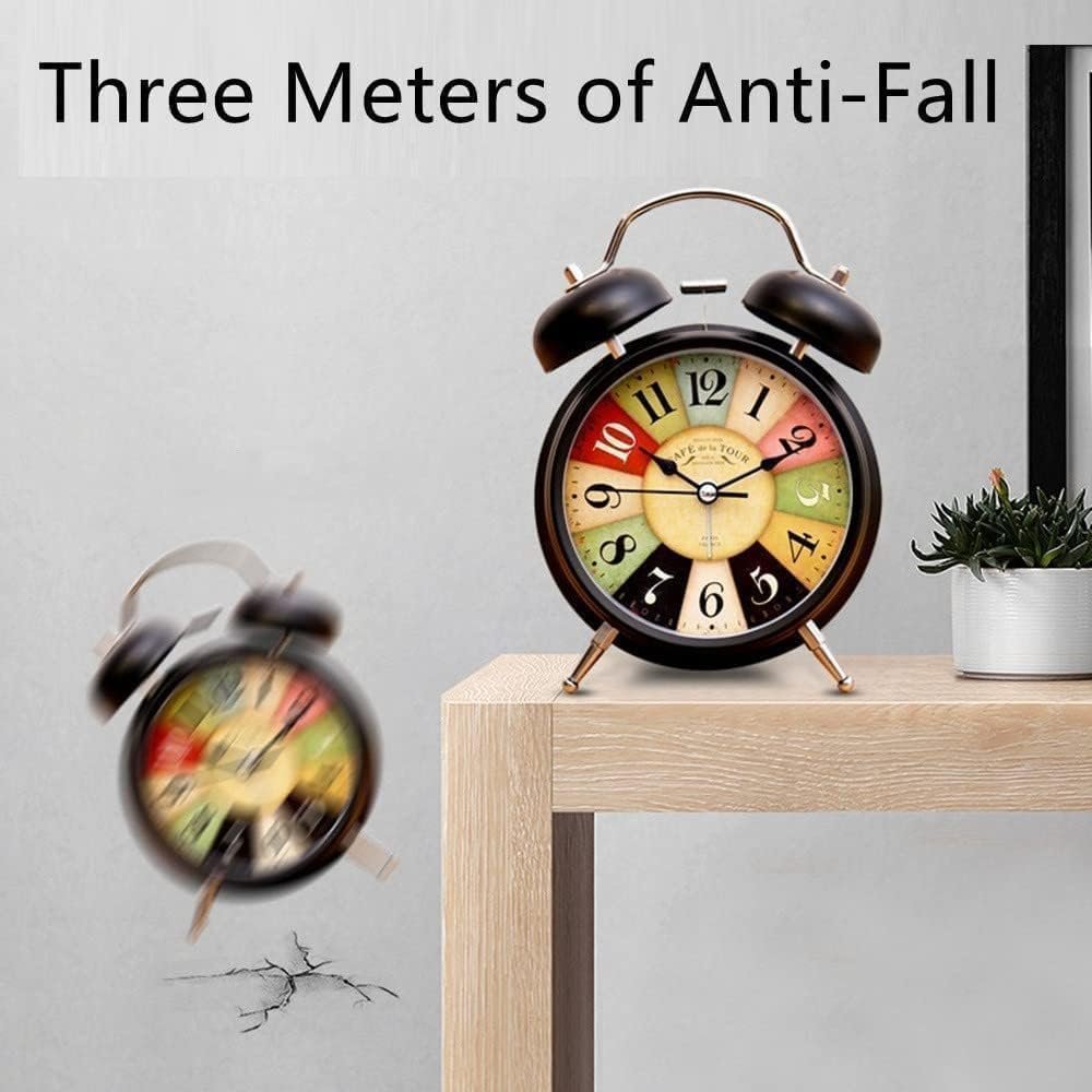 Analog Alarm Clock with Super Loud Twin Bell | Retro Metal Table Clock with Night Light & Luminous Dial | Bedside Alarm Clock for Bedroom, Office & Study (Battery Not Included) (ANALOG BLACK) - Image 3