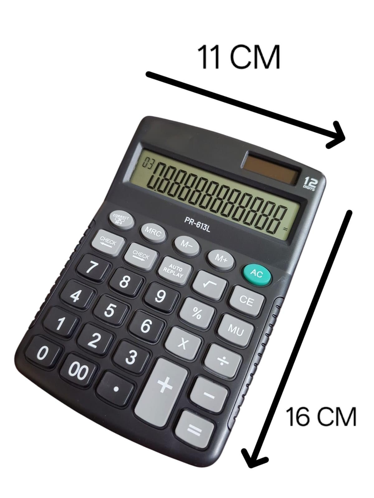 12-Digit Desktop Calculator PR-613L, Large LCD Display, Auto Replay Function, Black - Image 4