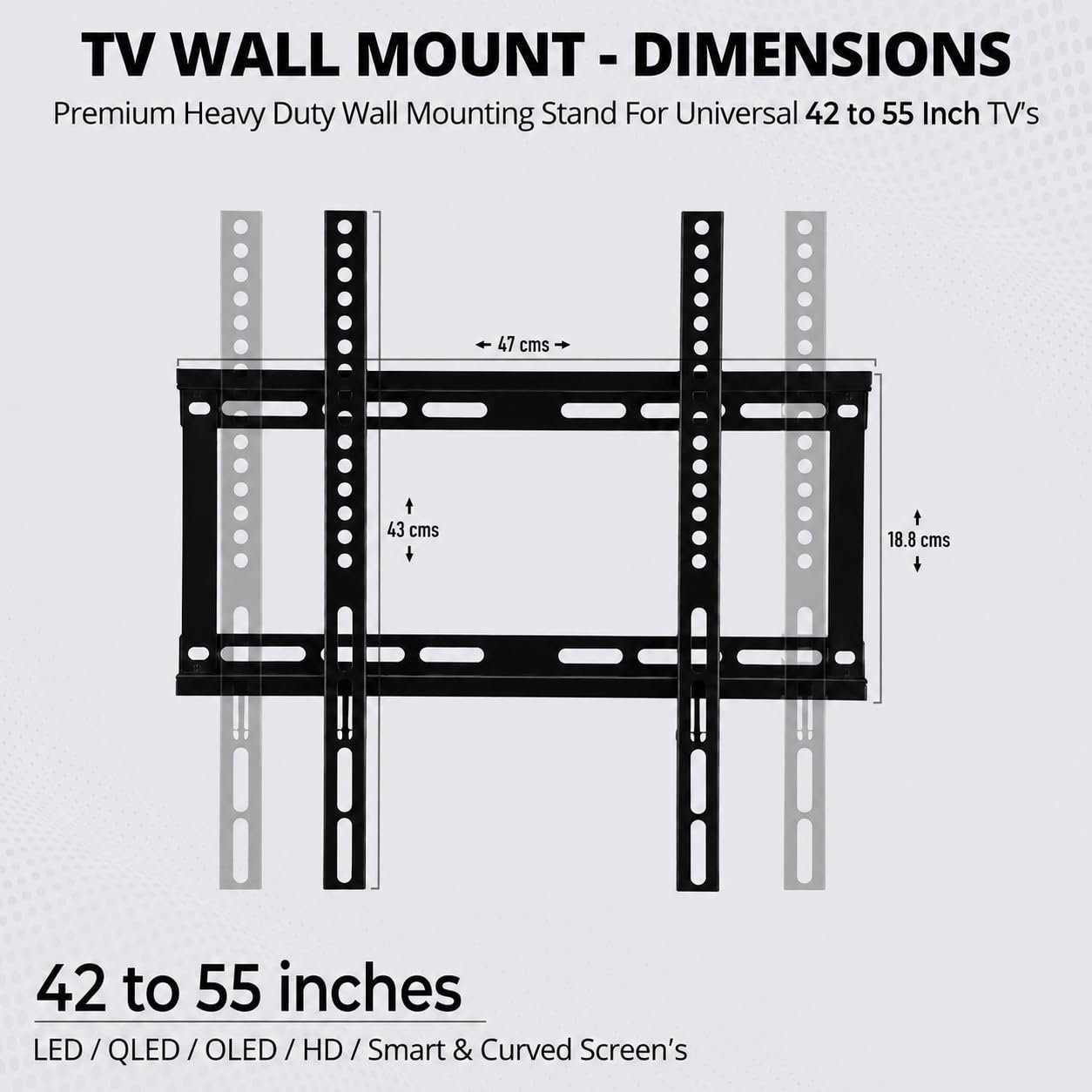 TV Wall Mount 42 to 55 Inches - Pack of 1 | Heavy Duty TV-Wall Stand | Flat Panel Wall-Mount | Universal Fixed Stand - Image 2