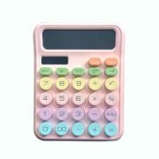 KK-2688 Cute Pastel Desktop Calculator, Pink Body with Multicolor Buttons, for School, Office, and Home