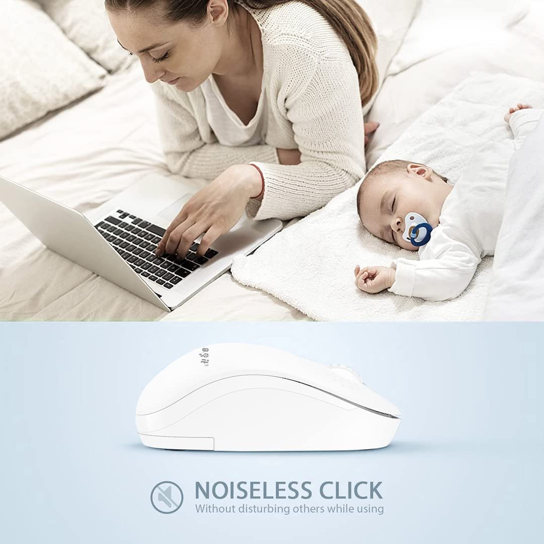 EPLUGIT Wireless Mouse WM111, 2.4Ghz Technology Mice with USB Nano Receiver Portable Computer Mouse for PC, Laptop & Tablet | (Pure White) - Image 3
