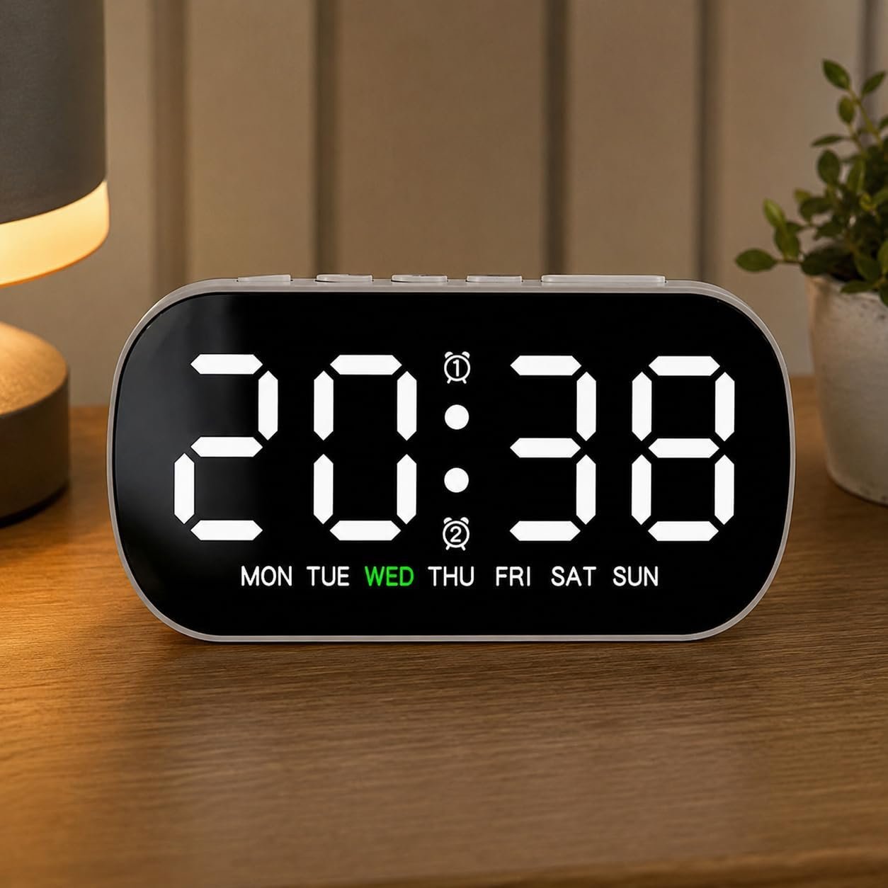Digital LED Alarm Clock with1 Year Warranty Dual Alarm, Day & Time Display, Large LED Screen, 12/24 Hour Format, Snooze Function, Table Clock for Bedroom, Office, Students & Home Decor - Image 2