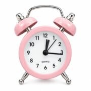 Retro Twin Bell Alarm Clock Light Pink, 7.5 cm