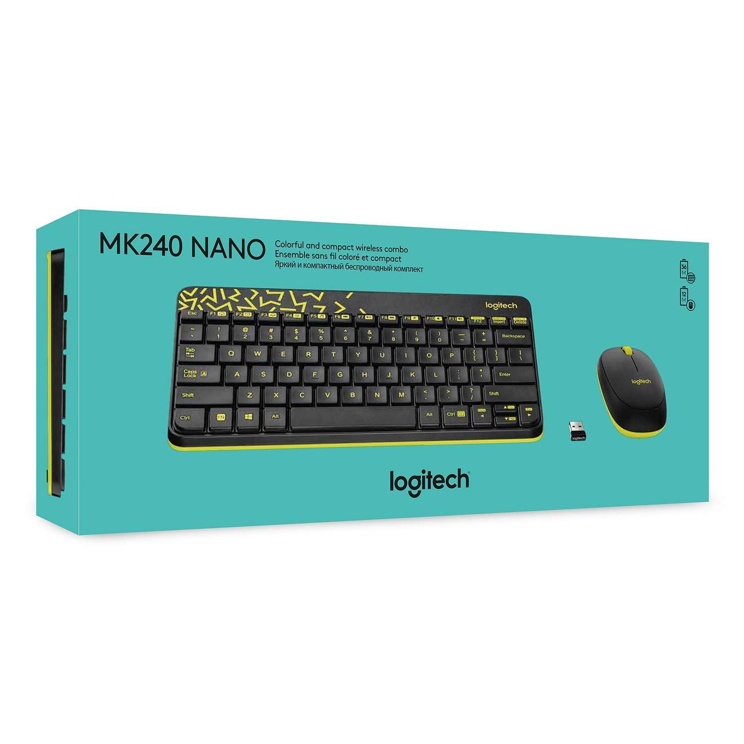 MK240 Nano Wireless USB Keyboard and Mouse Set, 12 Function Keys 2.4GHz Wireless, 1000DPI, Spill-Resistant Design, PC/Mac, Black/Chartreuse Yellow - Image 6