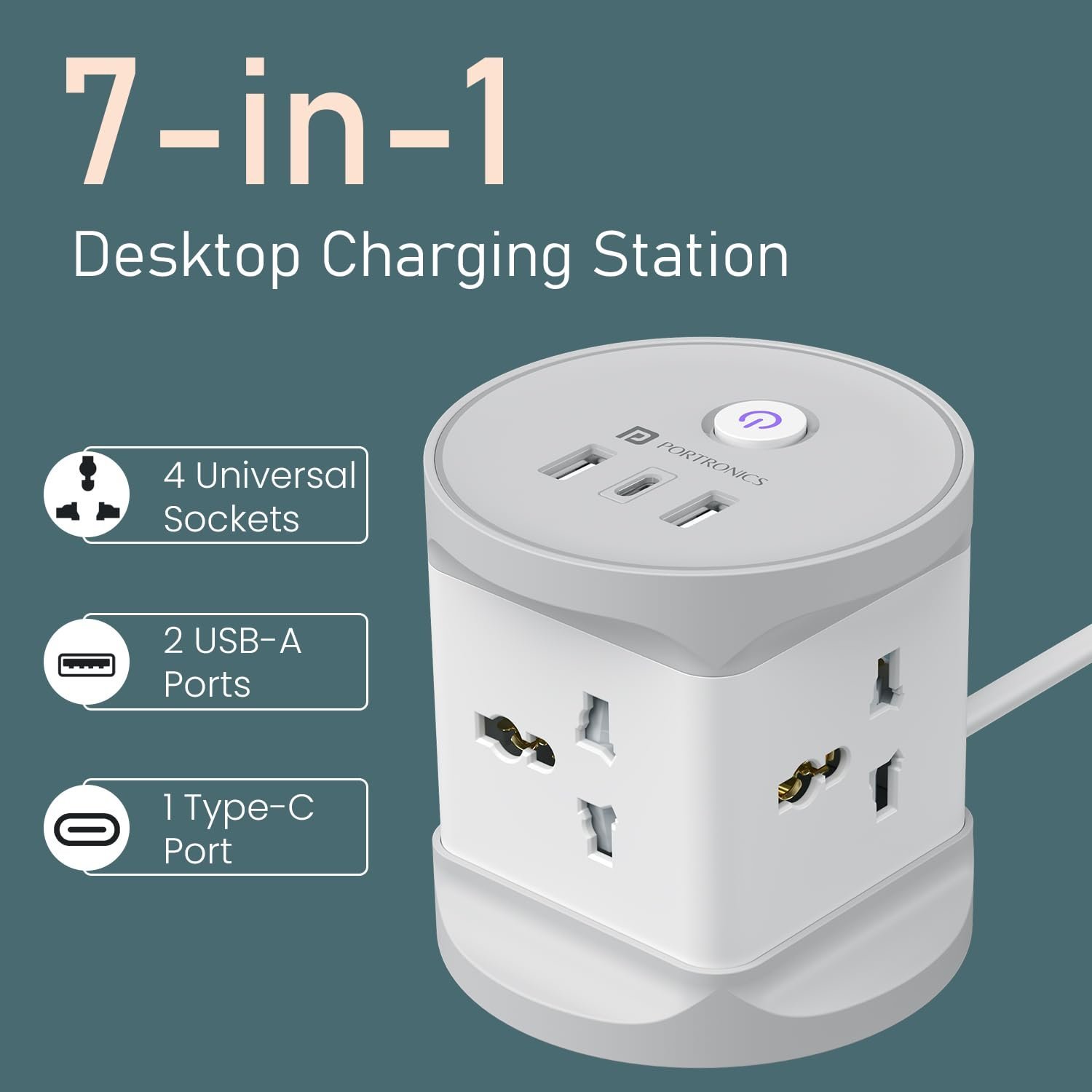 Power Plate 9 Pro, 2500W 7-in-1 Desktop Charging Station with 4X Universal Sockets, 12W USB-A & Type-C Ports, Space-Saving Power Extender, 2M Cord, Power Switch, Child Proof Shutters - Image 8