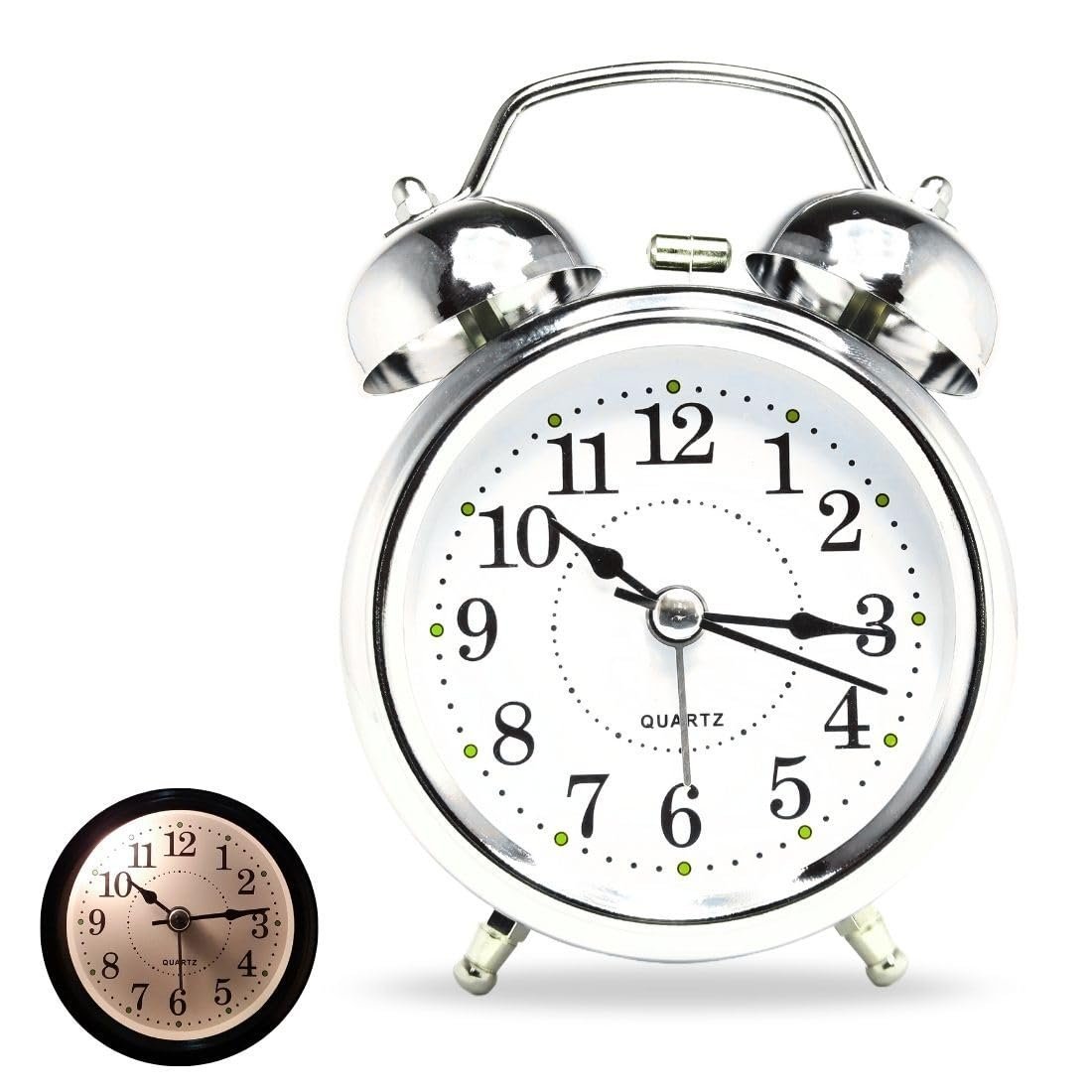 Adultokids Royal Stainless-Steel Alarm Clock with Light (Pack of 1) (Battery Not Included). Suitable for Kids, Students, Office Tables, Kitchen, Best for Gift, Return Gifts.