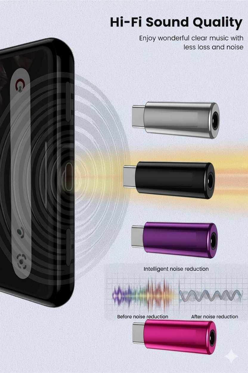 USB Type-C to 3.5mm Audio Adapter, DAC Chip, Universal Compatibility, Aluminium Housing, Silver [if Your Phone Have 3.5mm Jack This Product Didnt Working ON Your Device (Silver) - Image 7