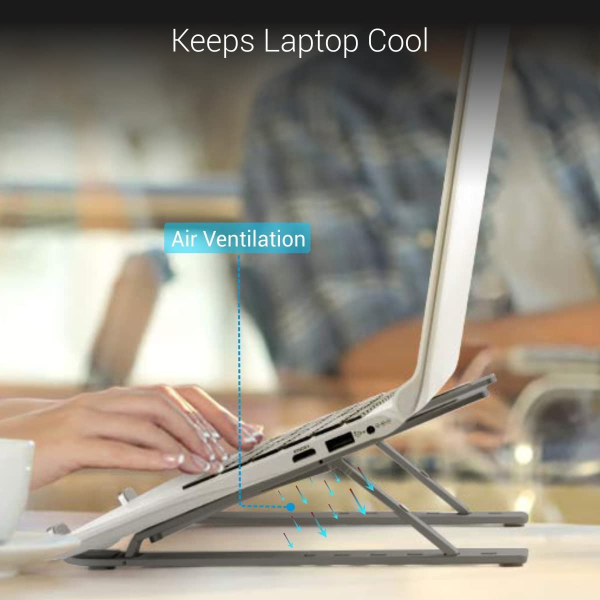 My Buddy K Portable Laptop Stand with Adjustable Height, Foldable, OverHeating Protection for Laptops & MacBooks (Grey) - Image 6