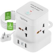 Electronics Extension Board 7-in-1 with Switch | 4 AC Sockets + 3 USB Ports (2 Type A Quick Charge 3.0 + 1 Type C 20W PD) | Fast Charging | Overload Protection | 2M Cord (Model: Cube Plus)