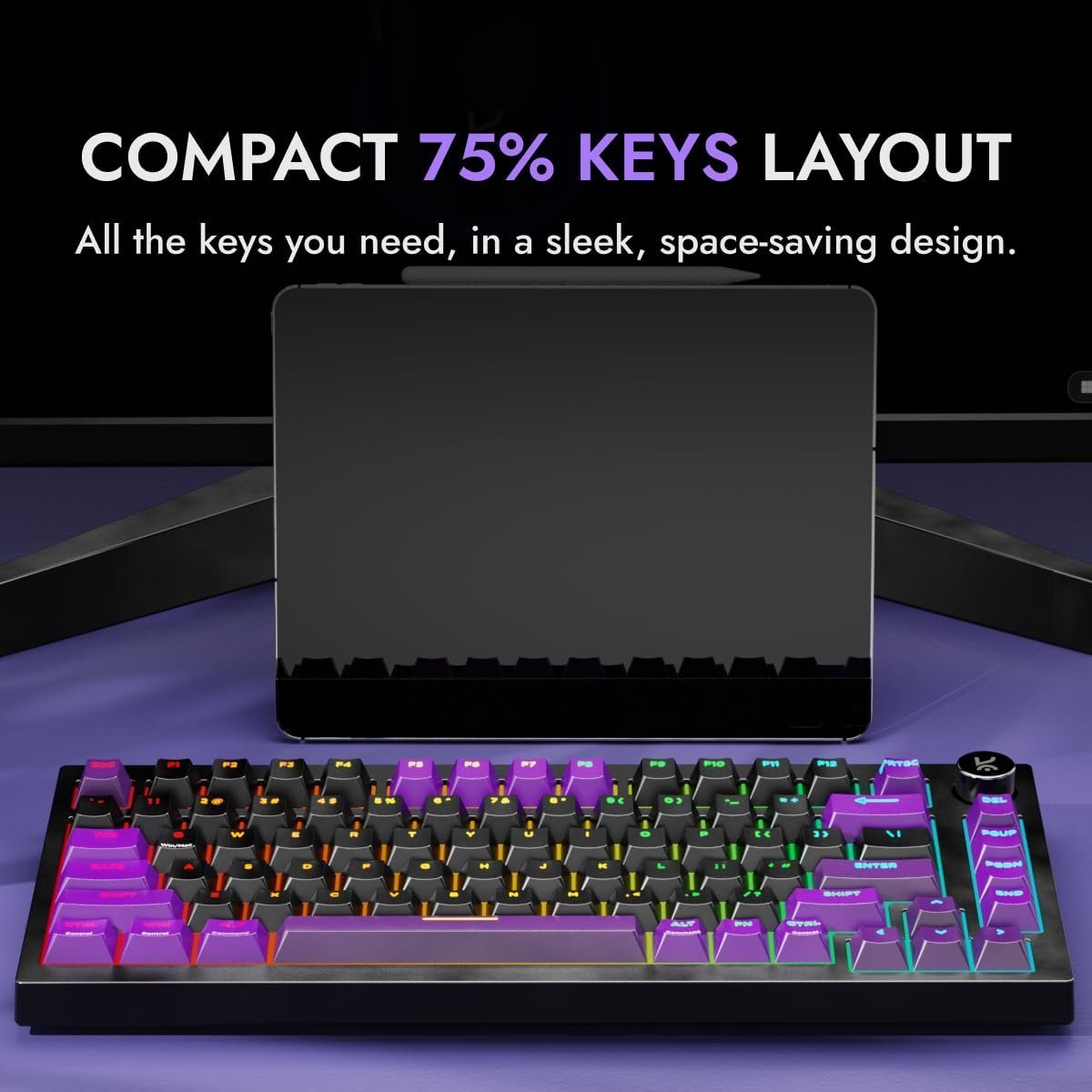 Swarm 75% Wireless Mechanical Keyboard with Pass-Through Keycaps, Advanced Web Software, Pre-lubed Switches, 5-pin Hot Swap PCB and 5 Layers Sound Absorption, Software Support - Image 8