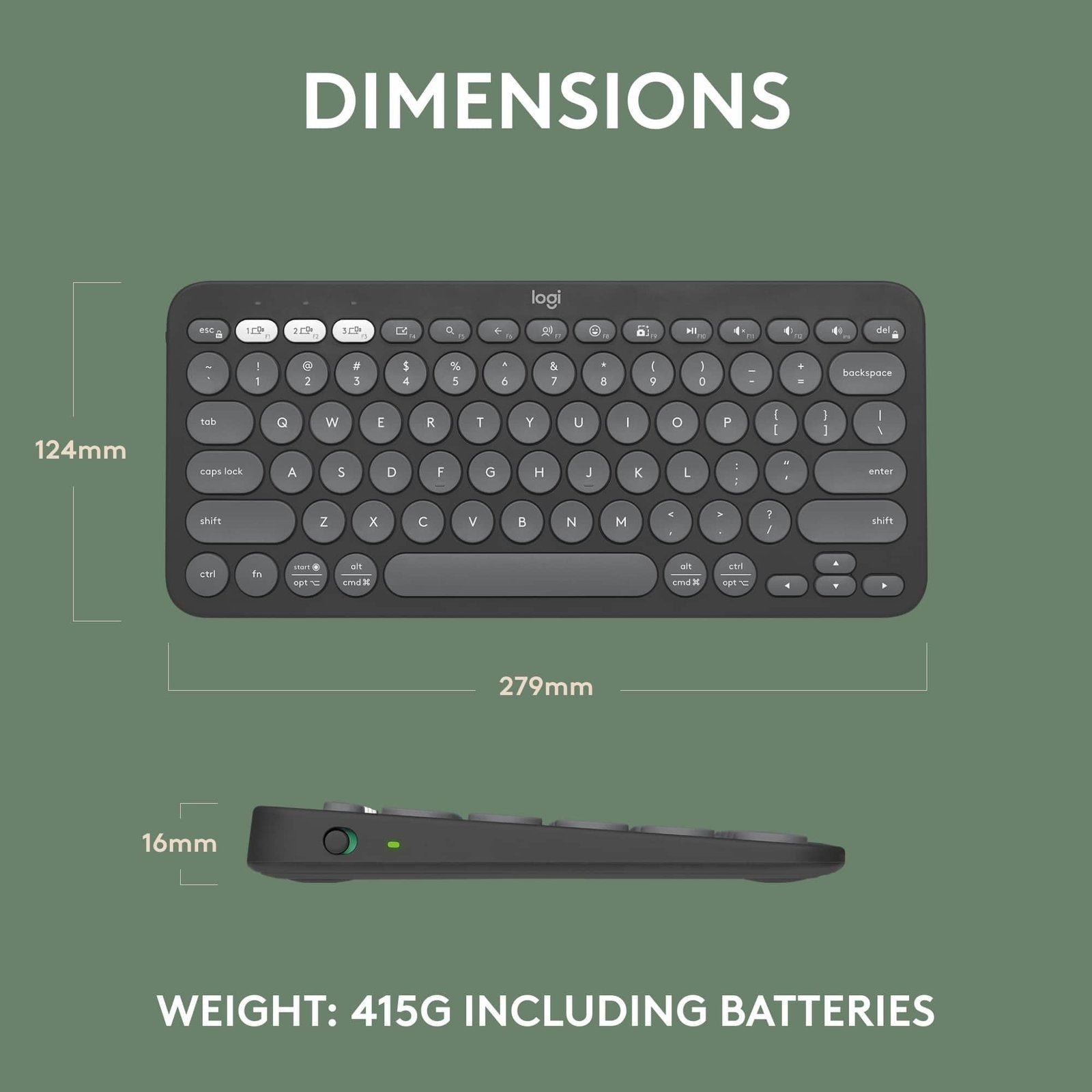 Pebble Keys 2 K380s, Multi-Device Bluetooth Wireless Keyboard with Customisable Shortcuts, Slim and Portable, Easy-Switch for Windows, macOS, iPadOS, Android, Chrome OS - Tonal Graphite - Image 7