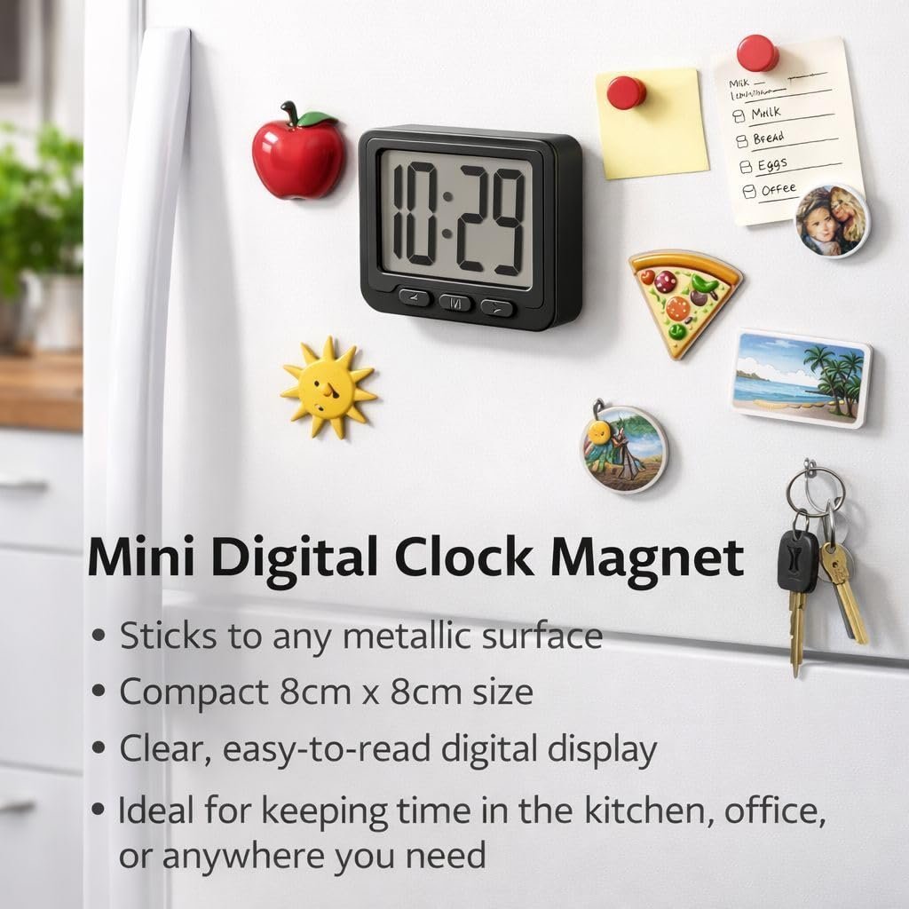 Digital mini Clock for Multipurpose use Portable Compact Smart Magnetic Mini Digital Clock for Kitchen,Study Table,Office. - Image 4
