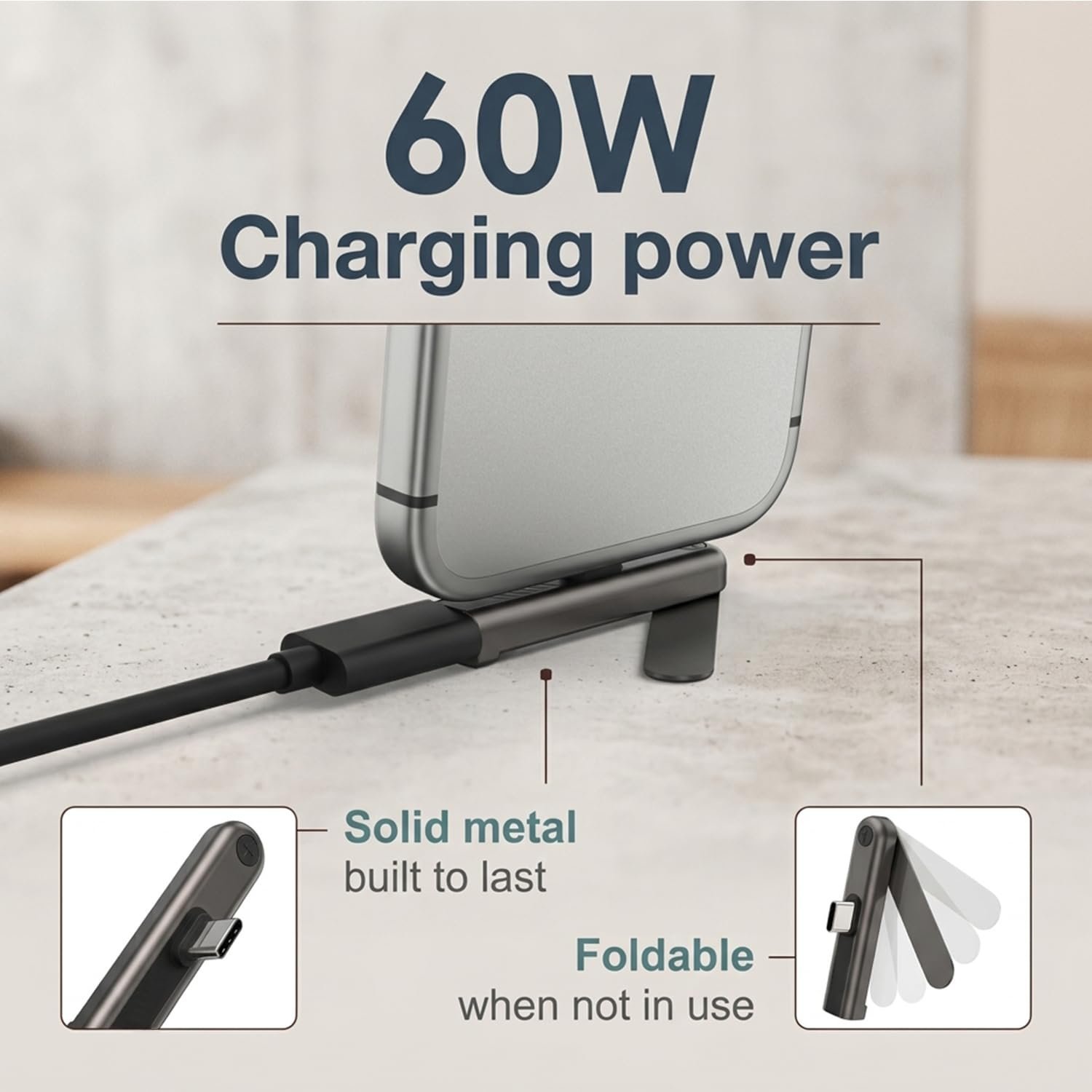 ® 2 in 1 Type C Connector with Phone Stand, PD 240W USB C Adapter - Image 4