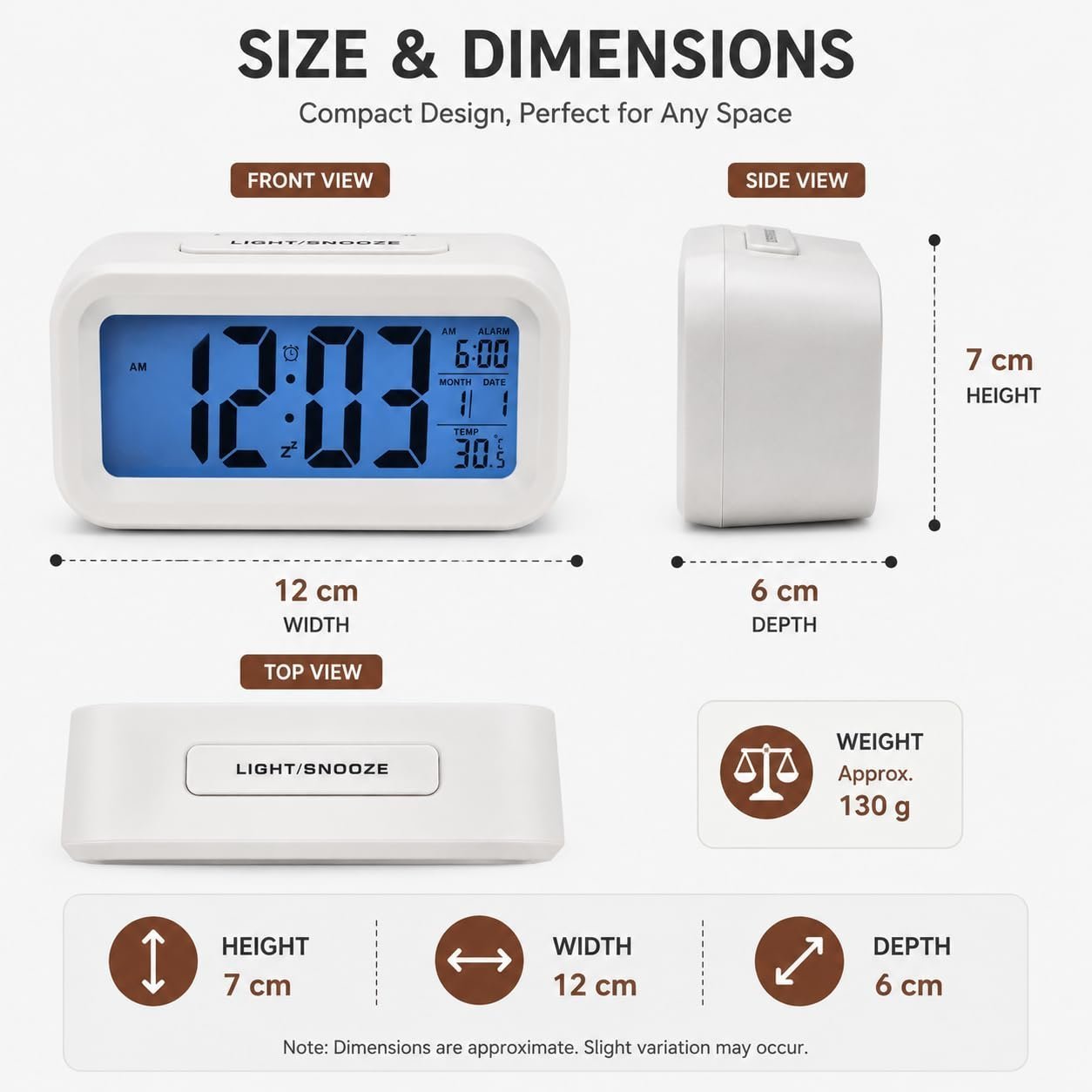 Digital Alarm Clock with Large LCD Display, Blue Backlight, Snooze, - Image 8