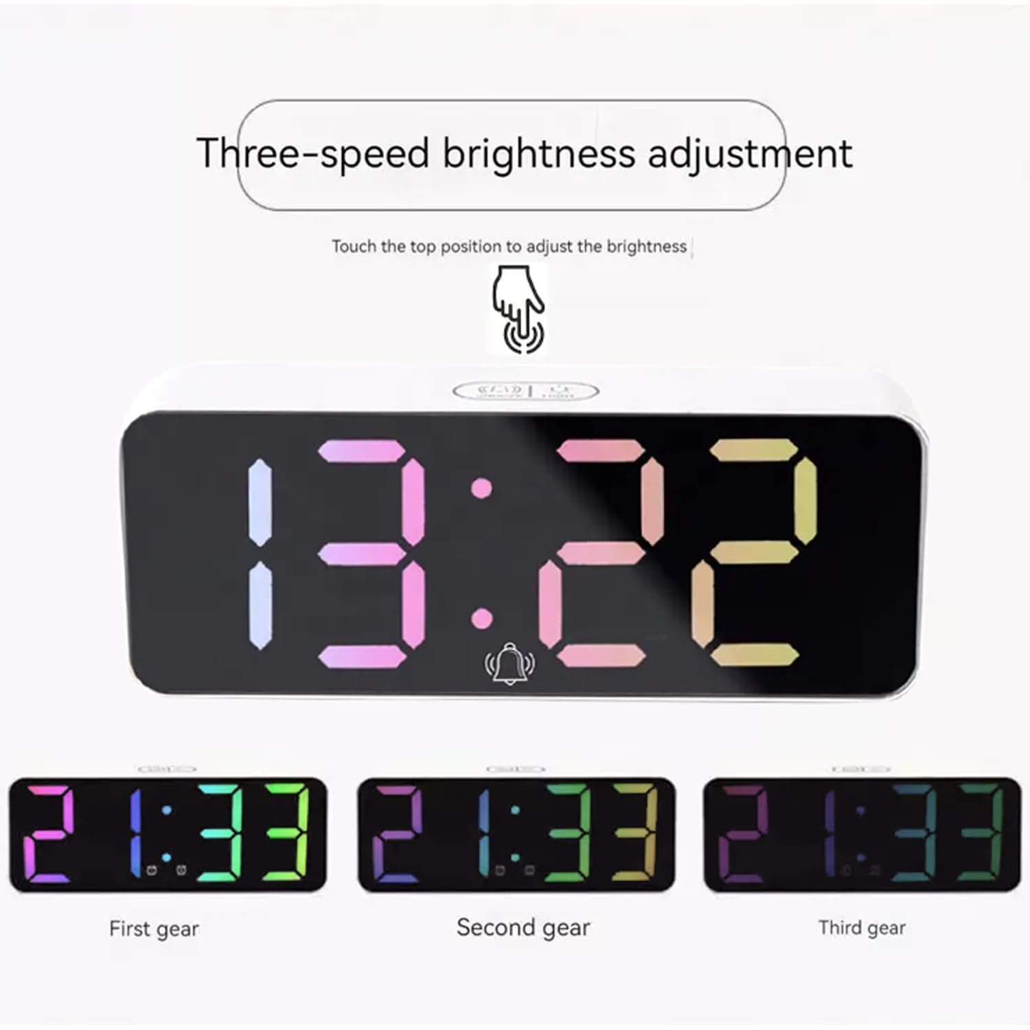 Digital RGB LED Alarm Clock Large Display USB Rechargeable Temperature Snooze Timing Dimmer Function Innovative Multi Colorful Numeric Numbers Table Top Alarm Clock (1-pcs) - Image 6