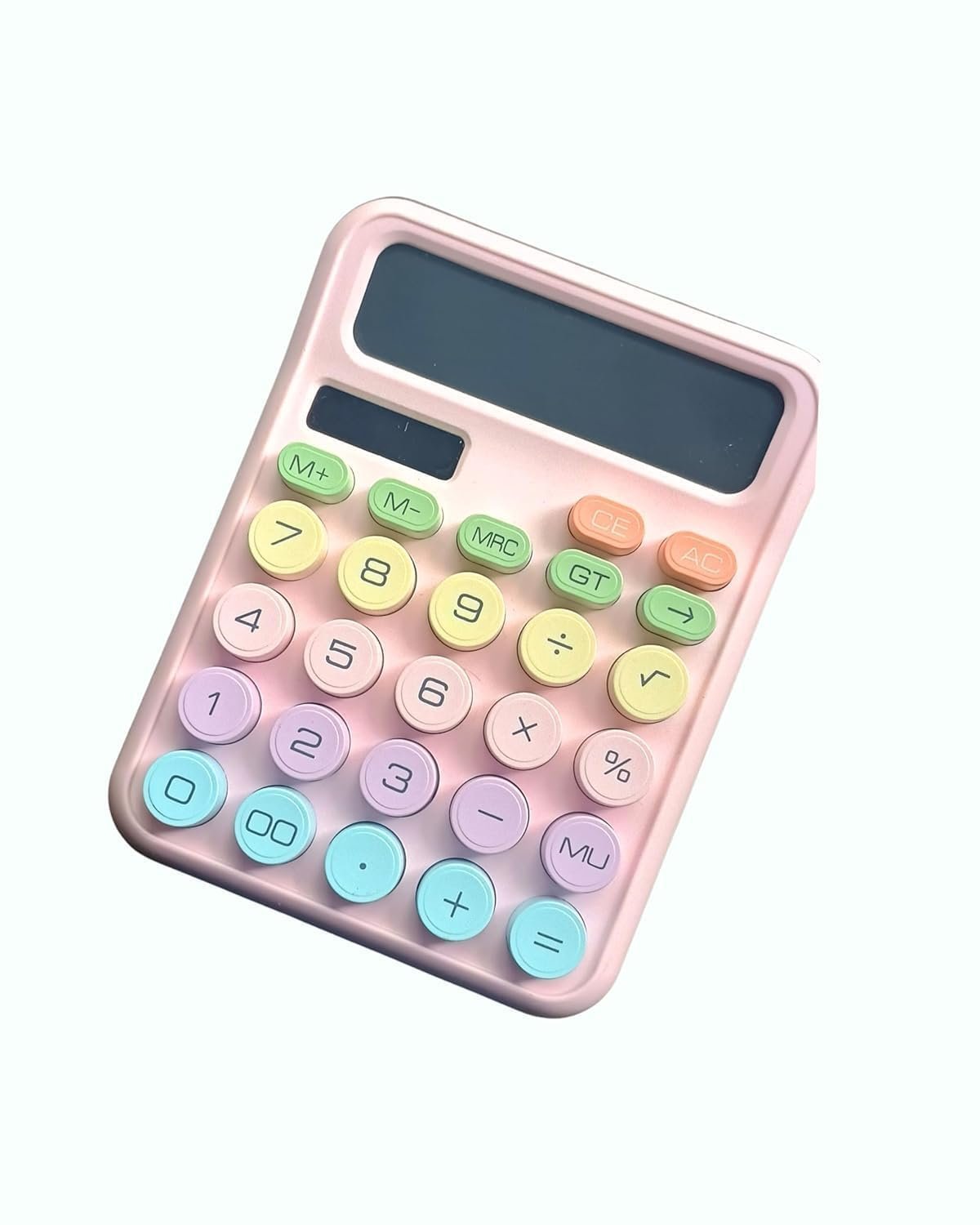 KK-2688 Cute Pastel Desktop Calculator, Pink Body with Multicolor Buttons, for School, Office, and Home - Image 3