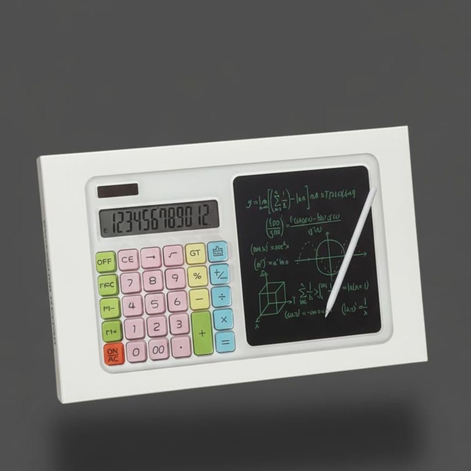 12-Digit Desktop Calculator with LCD Writing Tablet, Professional Dual Power Electronic Calculator with Stylus Pen for Office, School, and Business Accounting White - Image 5