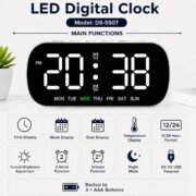 Digital LED Alarm Clock with1 Year Warranty Dual Alarm, Day & Time Display, Large LED Screen, 12/24 Hour Format, Snooze Function, Table Clock for Bedroom, Office, Students & Home Decor